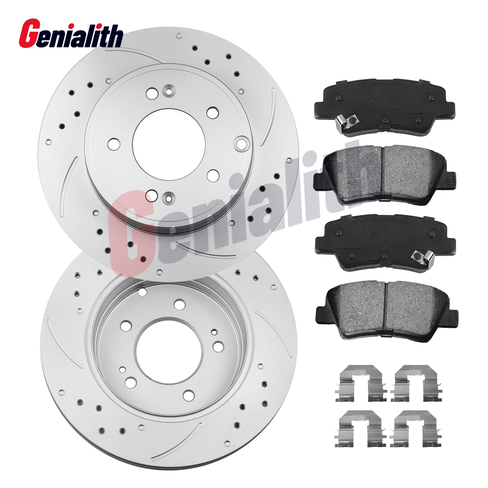 Rear Drilled Slotted Rotors Ceramic Brake Pads Kit for Kia Optima Hyundai Sonata