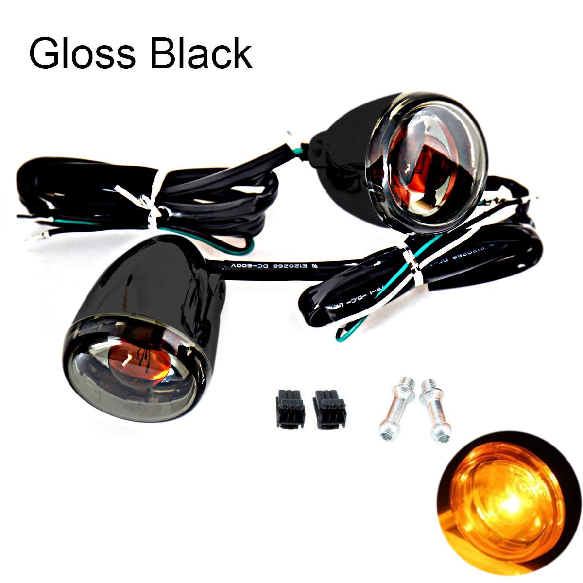 Front Gloss Black Bullet Smoked Turn Signals For Harley 2004-2013 Sportster XL
