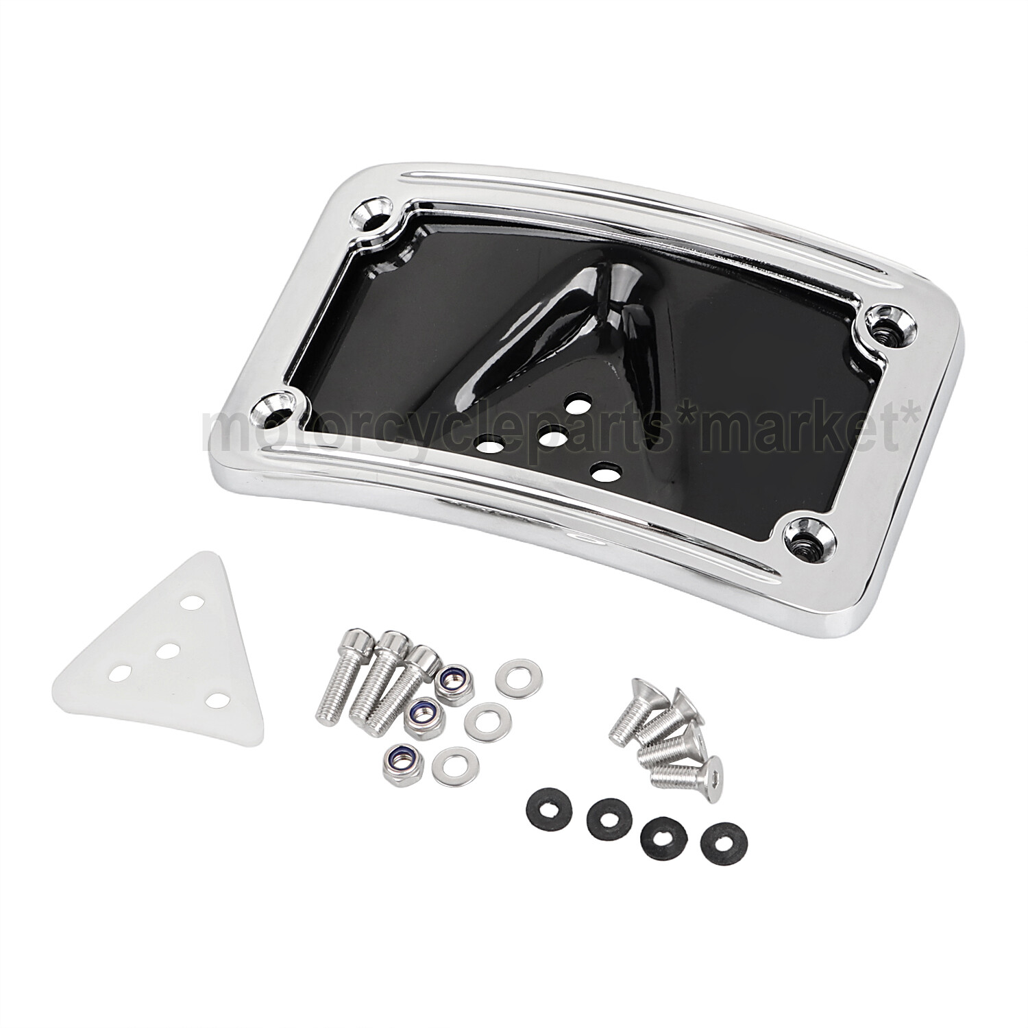 Chrome CNC Curved Laydown License Plate w/ Bracket For Harley Sportster XL Dyna