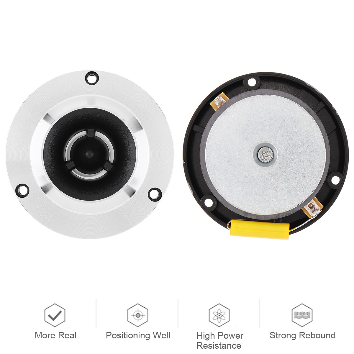 2Pcs 4 Inch Titanium Bullet Tweeter with Capacitor, Car Stereo Audio Speaker