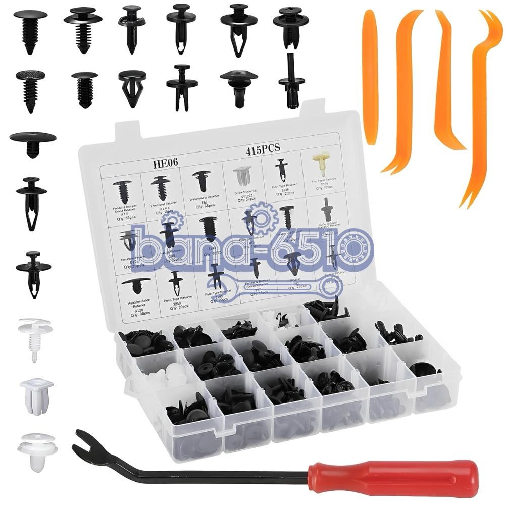 420PCS Car Push Retainer Clips & Auto Fasteners Assortment w/ Fasteners Remover