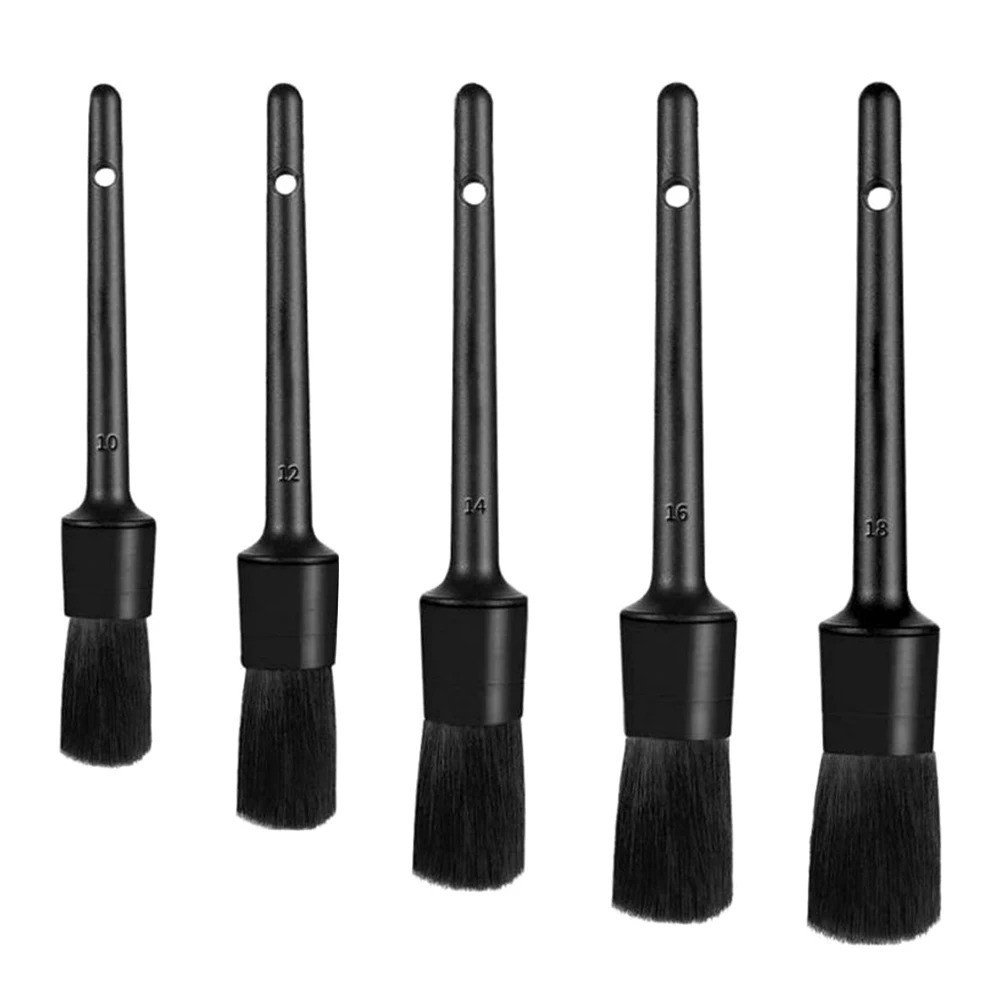 5pcs Car Detailing Brush Set Interior & Exterior Cleaning Boar Hair Bristle