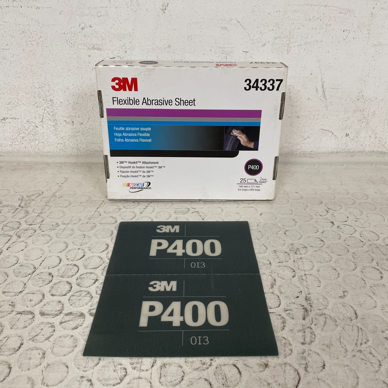 3M 34337 Hookit Flexible Abrasive Hand Sheet P400 Grit 5.5in x 6.8in Universal