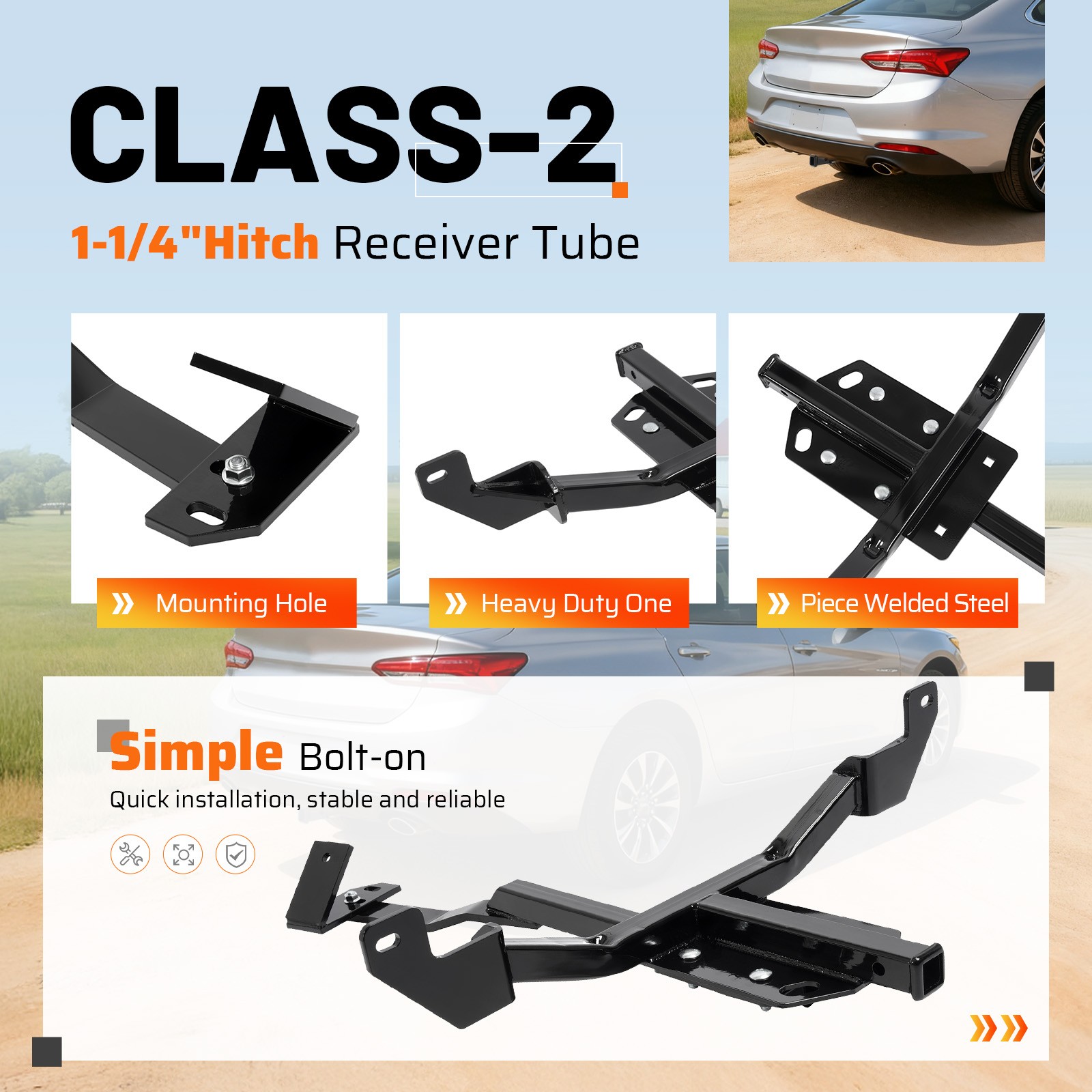 Class 2 Trailer Hitch 1.25″ Receiver For Chevy Impala Malibu Limited 2013-2020