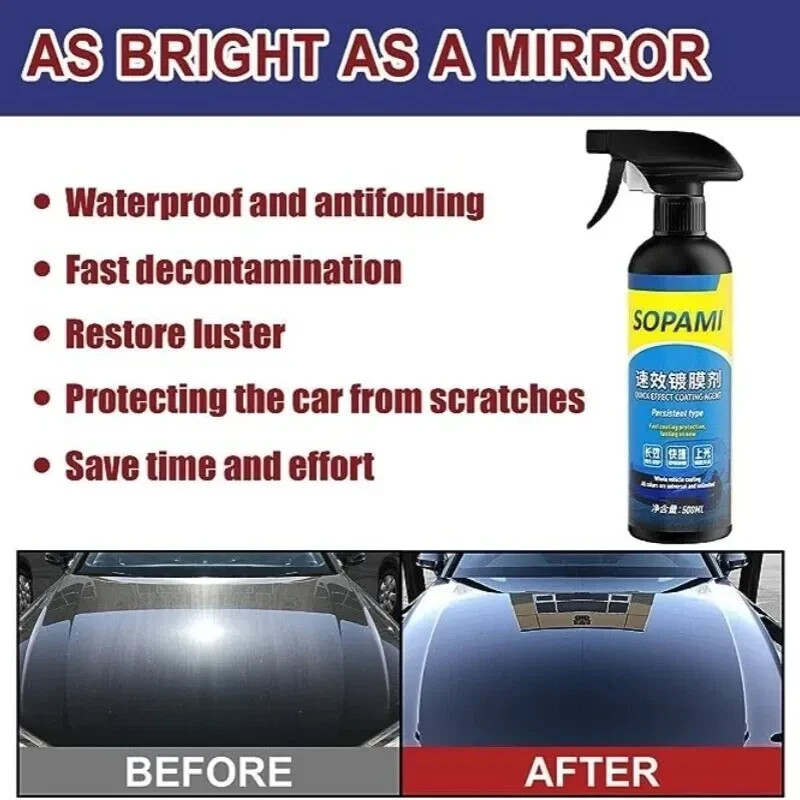 Sopami Car Coating Spray – 16.9 fl oz Waterless Ceramic Coating Car Wax (500ml)