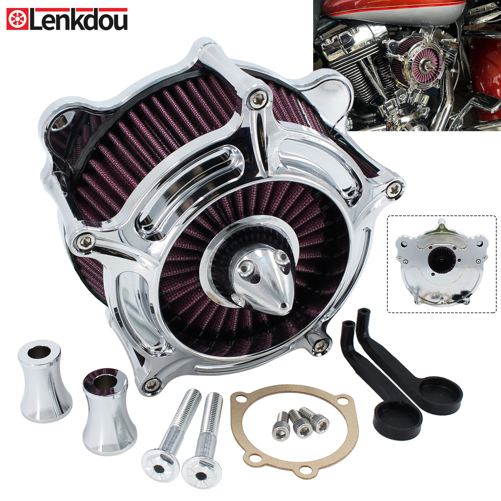 Air Cleaner Intake Filter For Harley Dyna Touring Street Glide Road King Softail