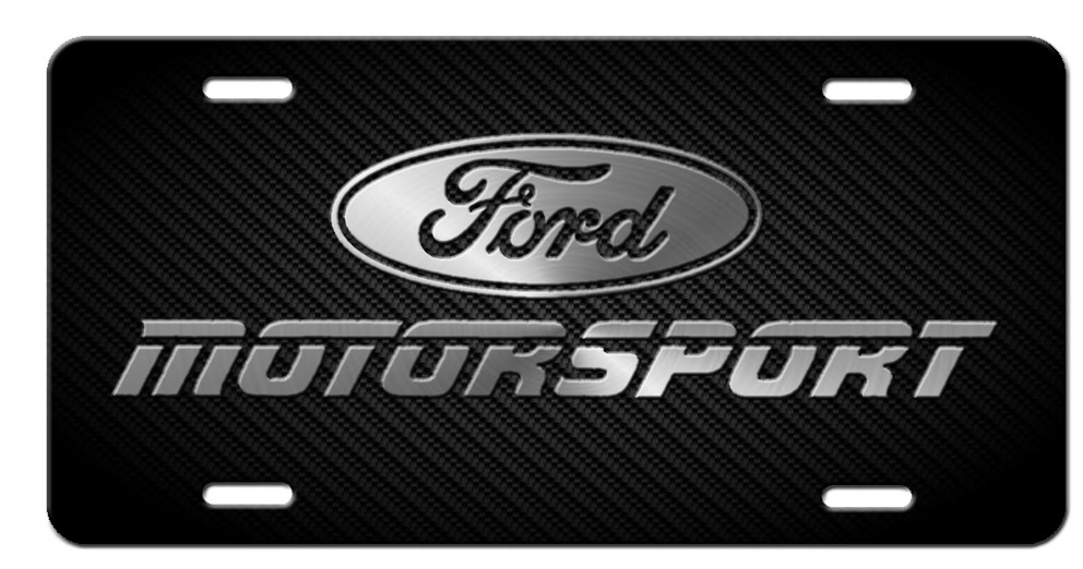 FORD Motorsport Metal Aluminum Vanity License Plate Tag New Silver and Black
