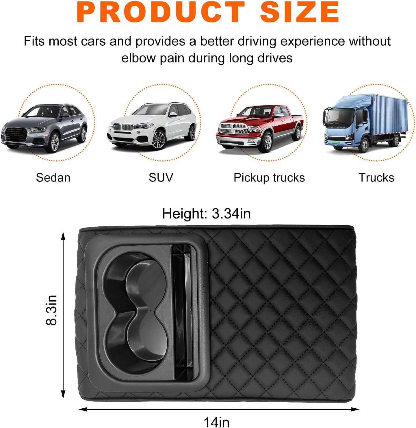 Car Armrest Cushion Multifunctional Armrest Cushion with Cup Holder Phone Holder