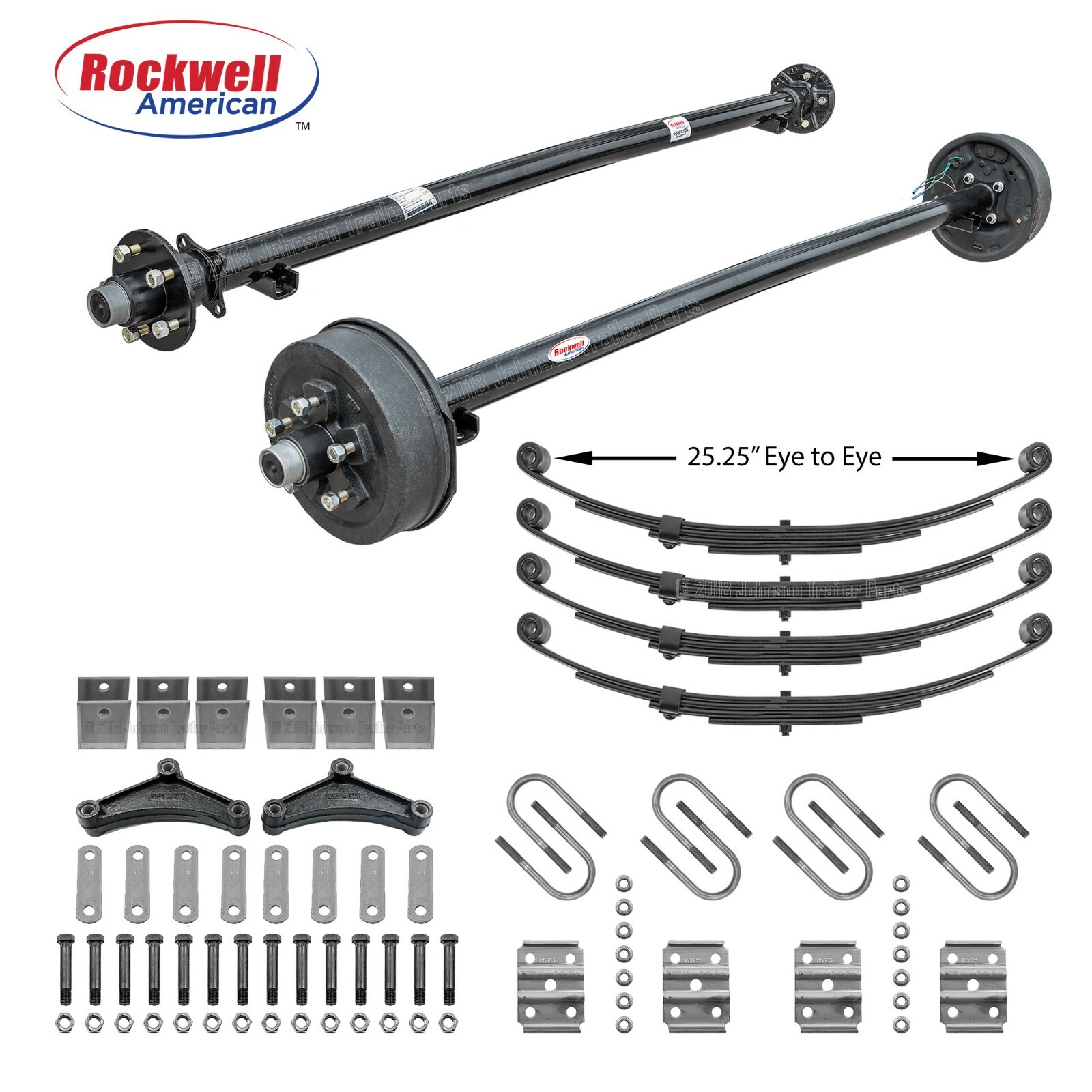 Tandem Axle 3500 lb Trailer Axle Kit – 7k Capacity – Brakes on 1 Axle – 95/80