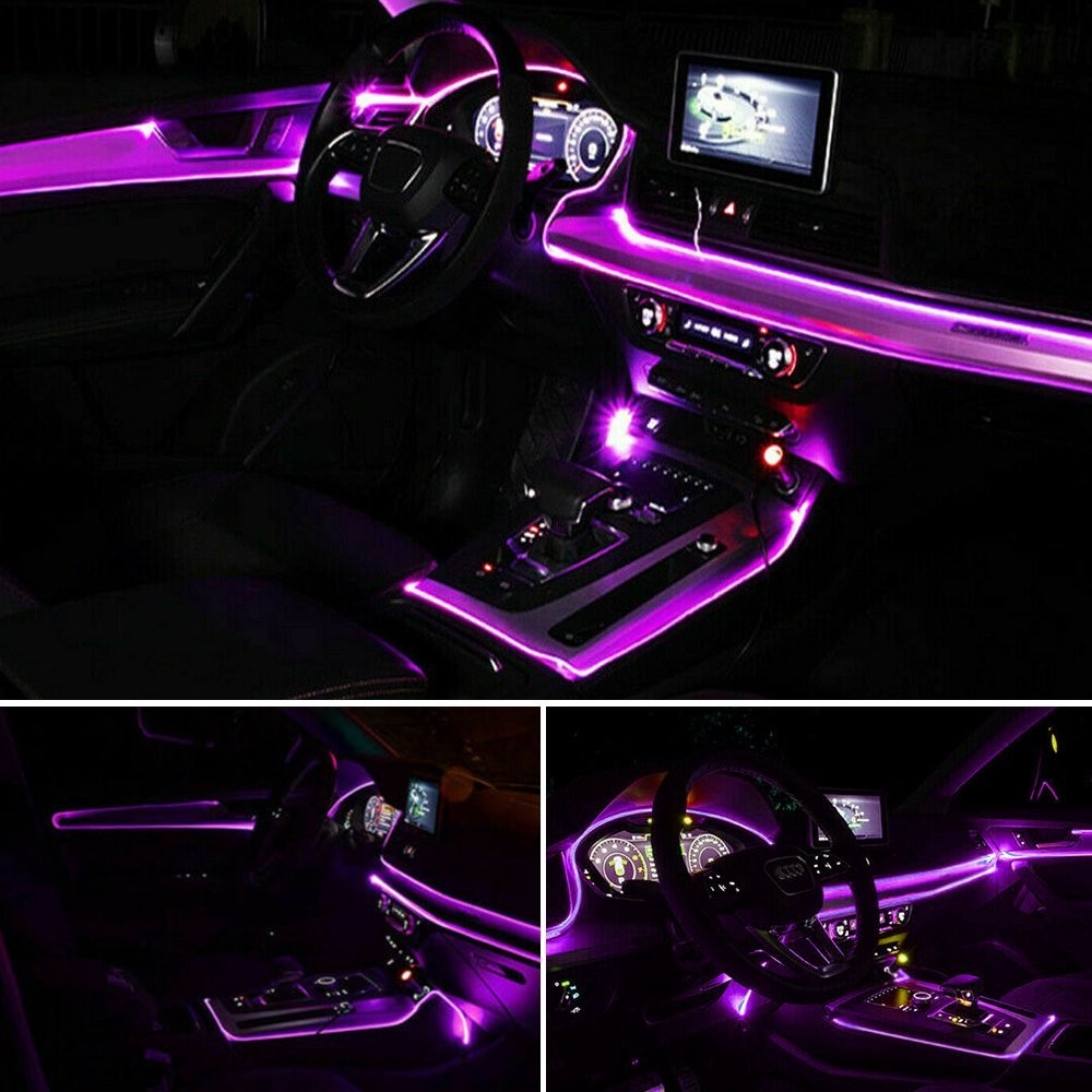 LED Car Interior Decorative Atmosphere Purple Wire Strip Light Lamp Accessories