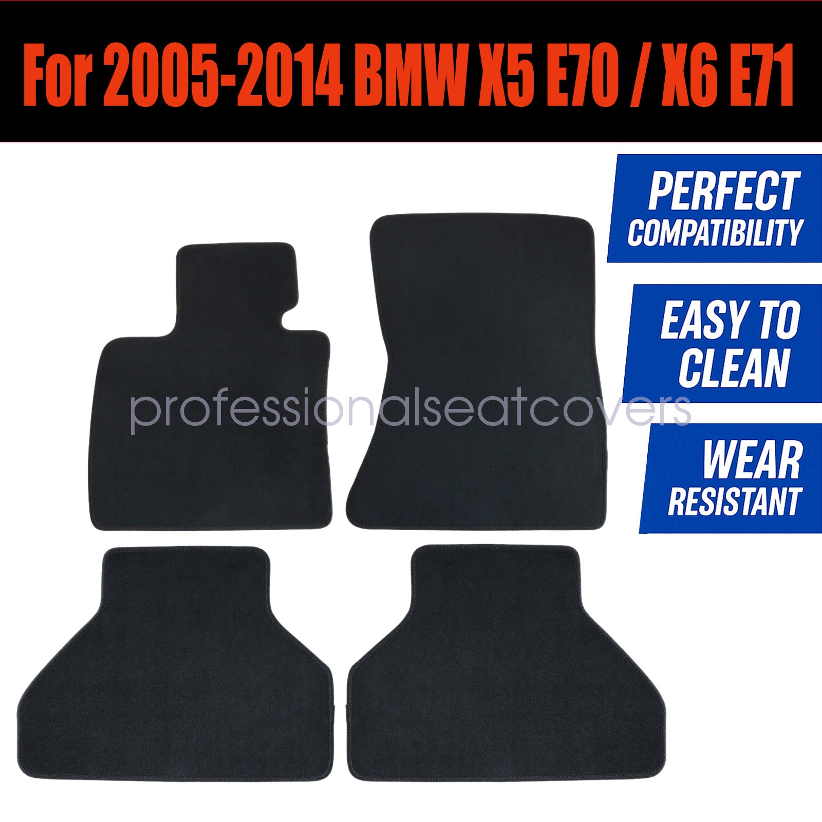 New Front & Rear Floor Mats Carpet Velour For 2005-2014 BMW X5 E70 X6 E71 Black