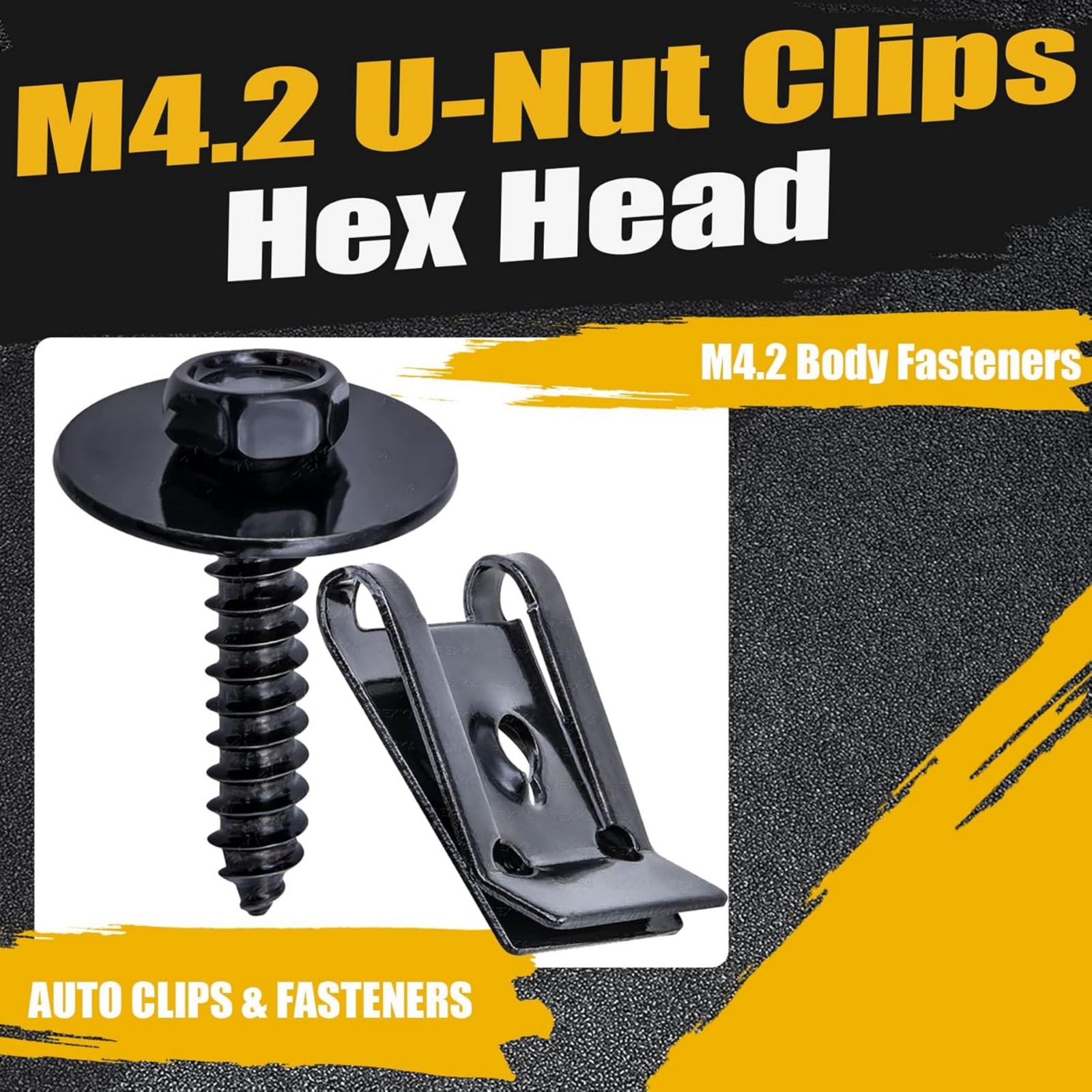 100PCS M4.2 Universal Fender Liner Screw U Nut Kit Engine Splash Shield Hex Head