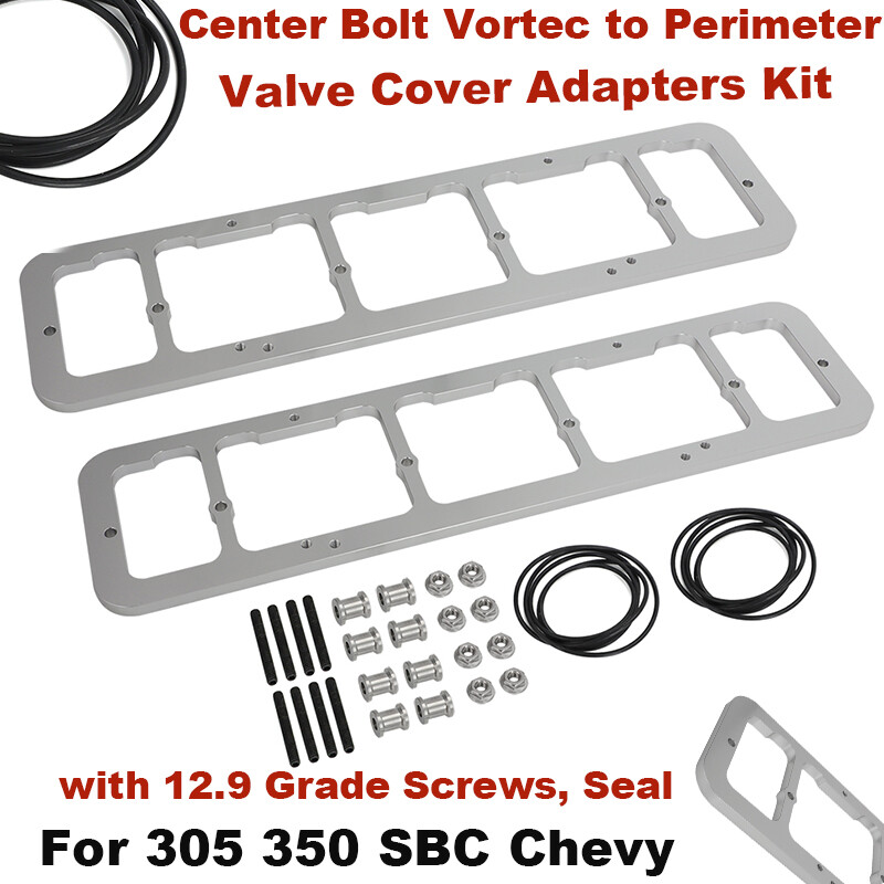 For 305 350 SBC Chevy Center Bolt Vortec to Perimeter Valve Cover Adapters Kit