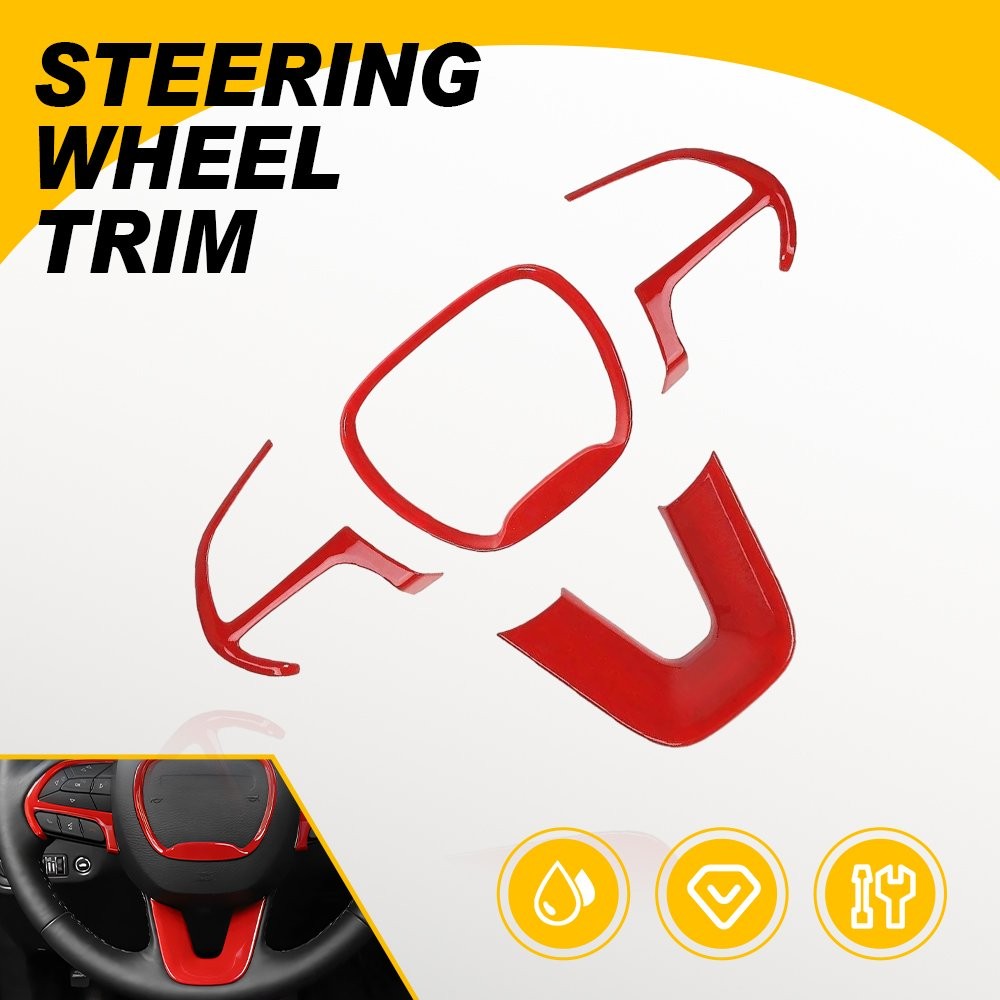 For Dodge Challenger 2015 2016 2017-2023 Interior Steering Wheel Cover Trims 4X
