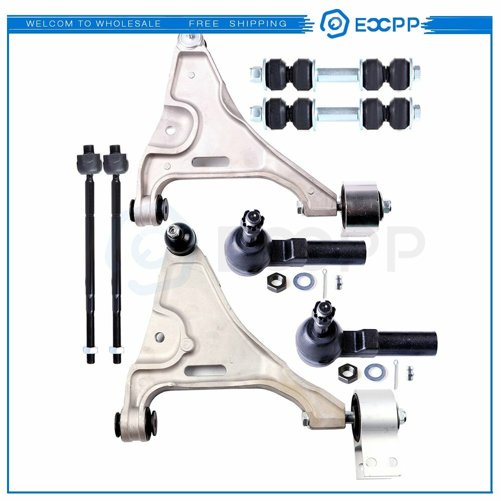 For 2006-2011 Buick Lucerne 6Pcs Front Lower Control Arms Sway Bars Tie Rod Link