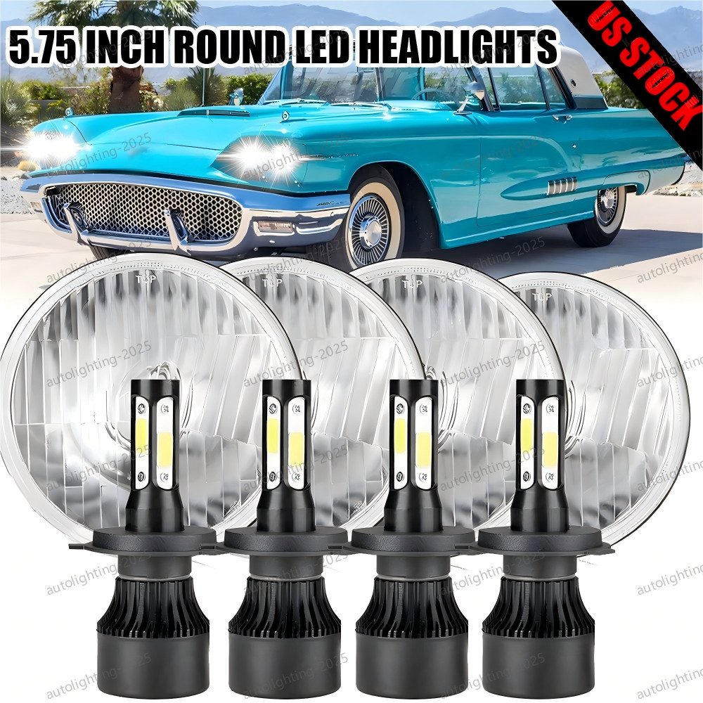 4pcs 5.75″ 5-3/4 inch LED Headlights Hi/Lo Beam for Ford Thunderbird Torino