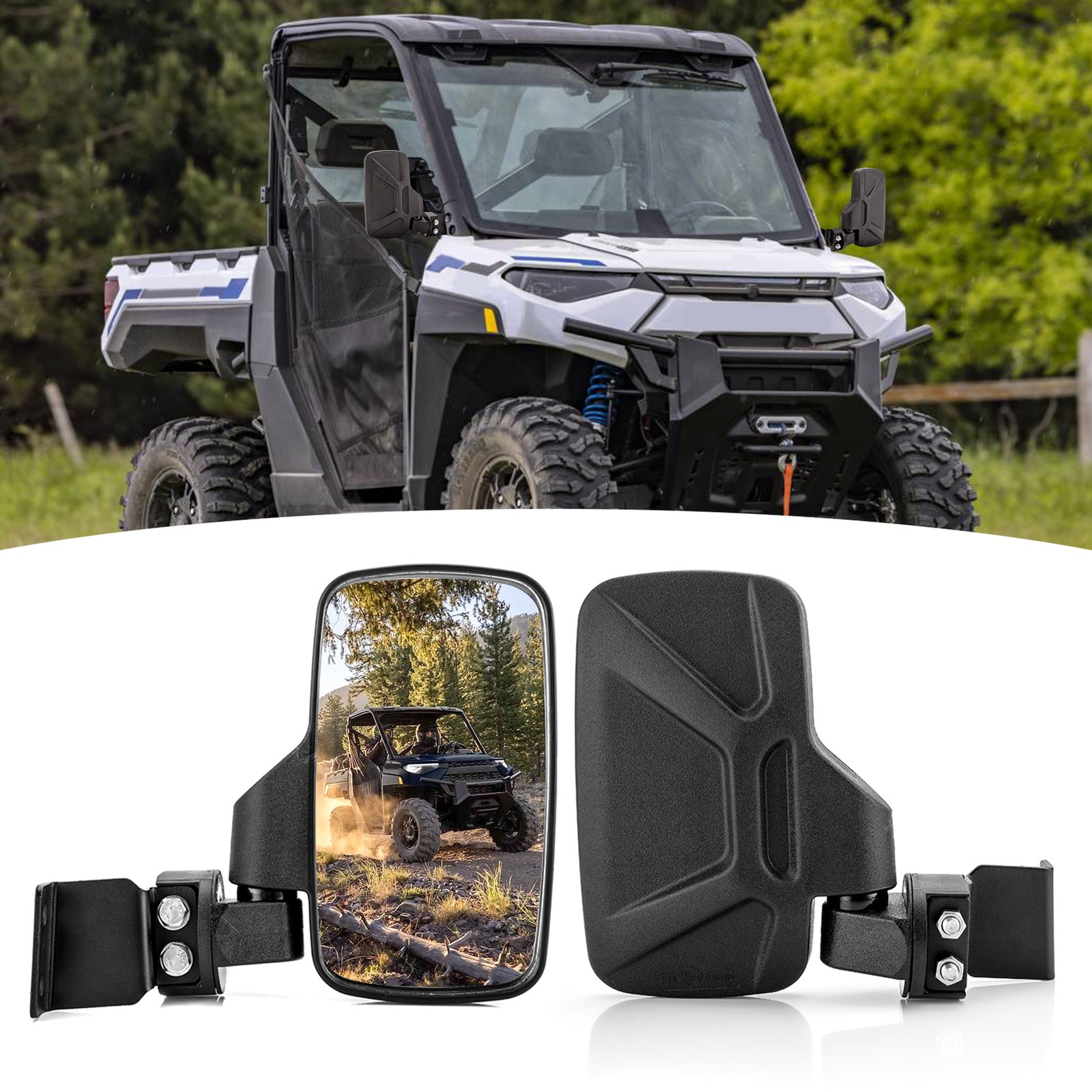 UTV Side Mirrors For Polaris Ranger 500/XP 900 with Lock & Ride PRO-FIT Cab