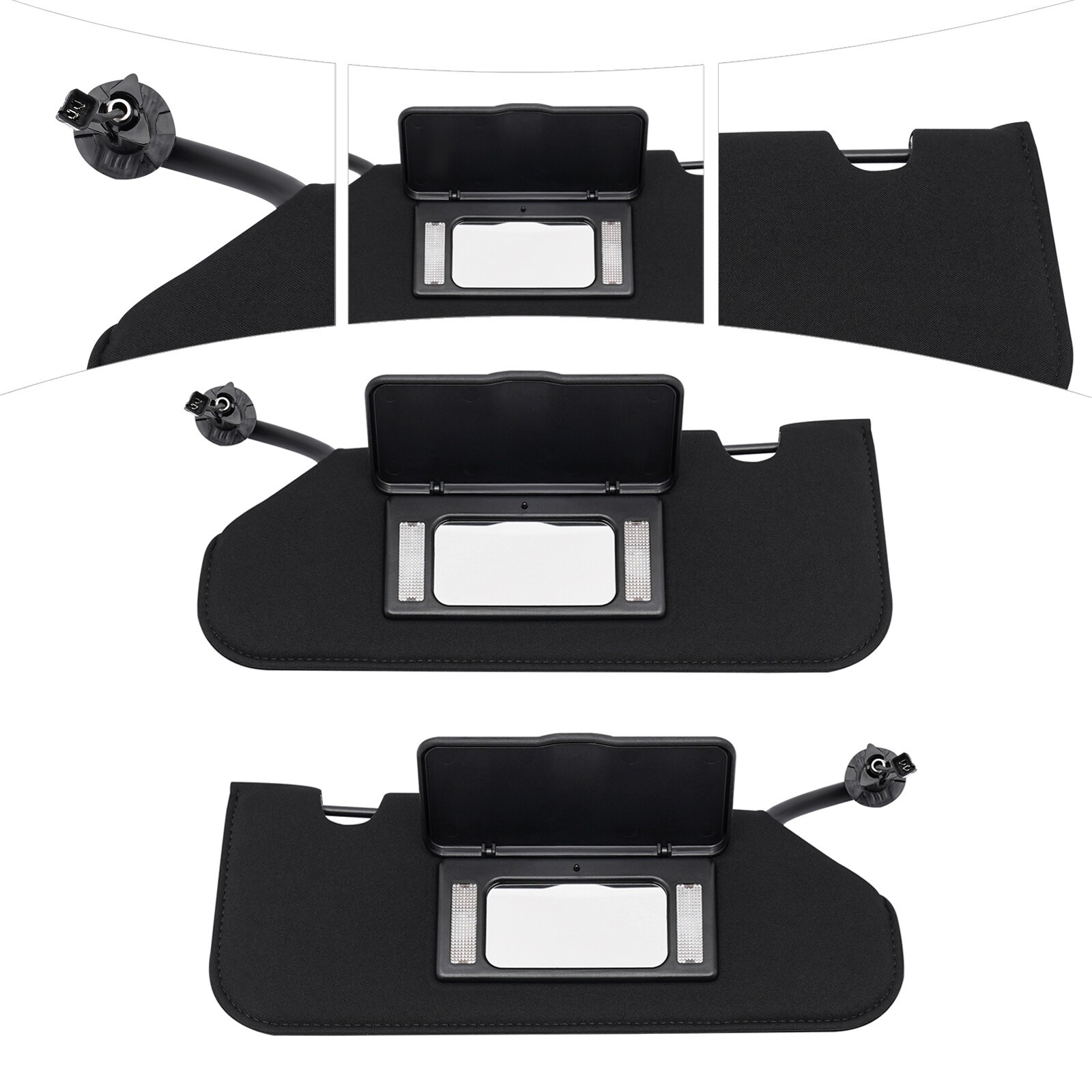 Driver& Passenger Side Sun Visor For 2005-2013 Chevrolet C6 Corvette W/LED Light