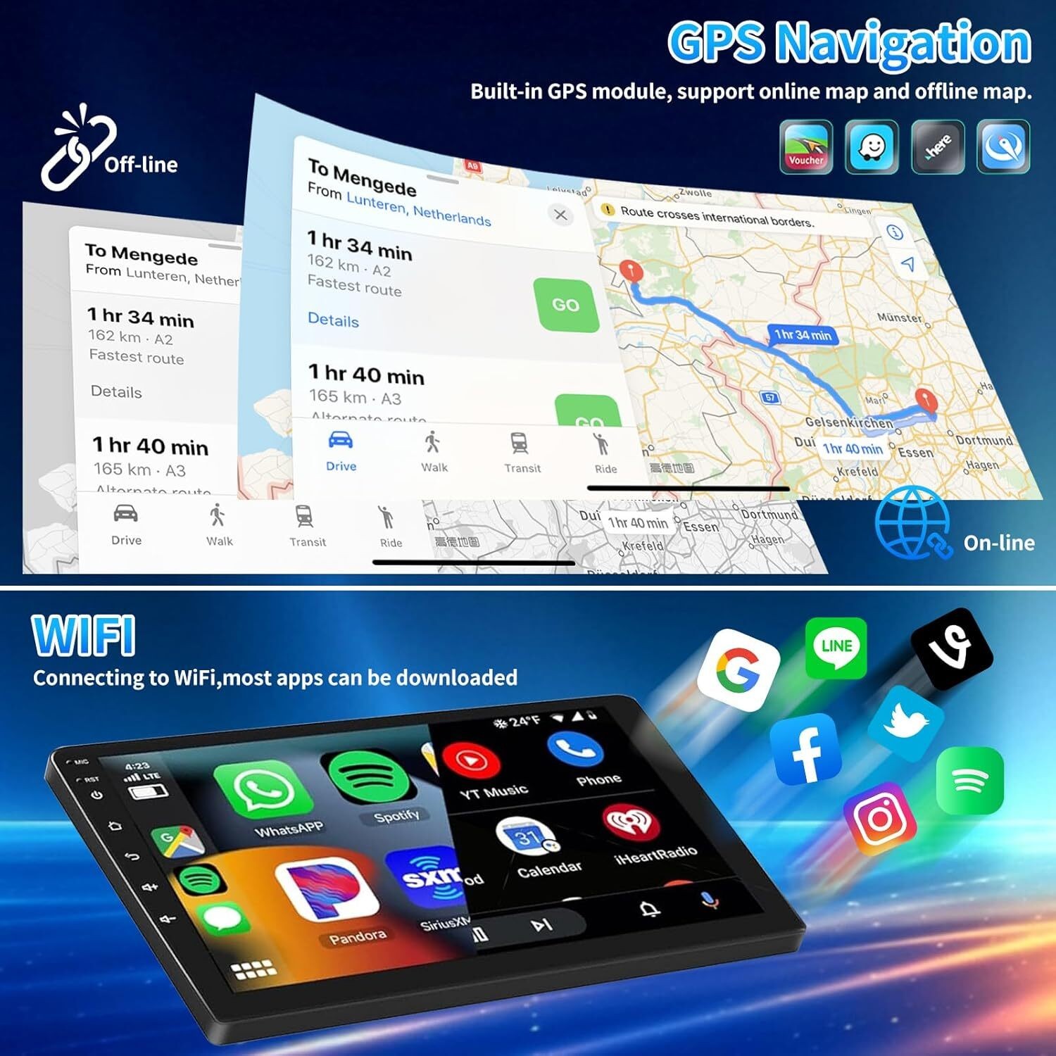 Android 15 In-Car 9-inch CarPlay Android Auto For 11-16 Chrysler Town & Country