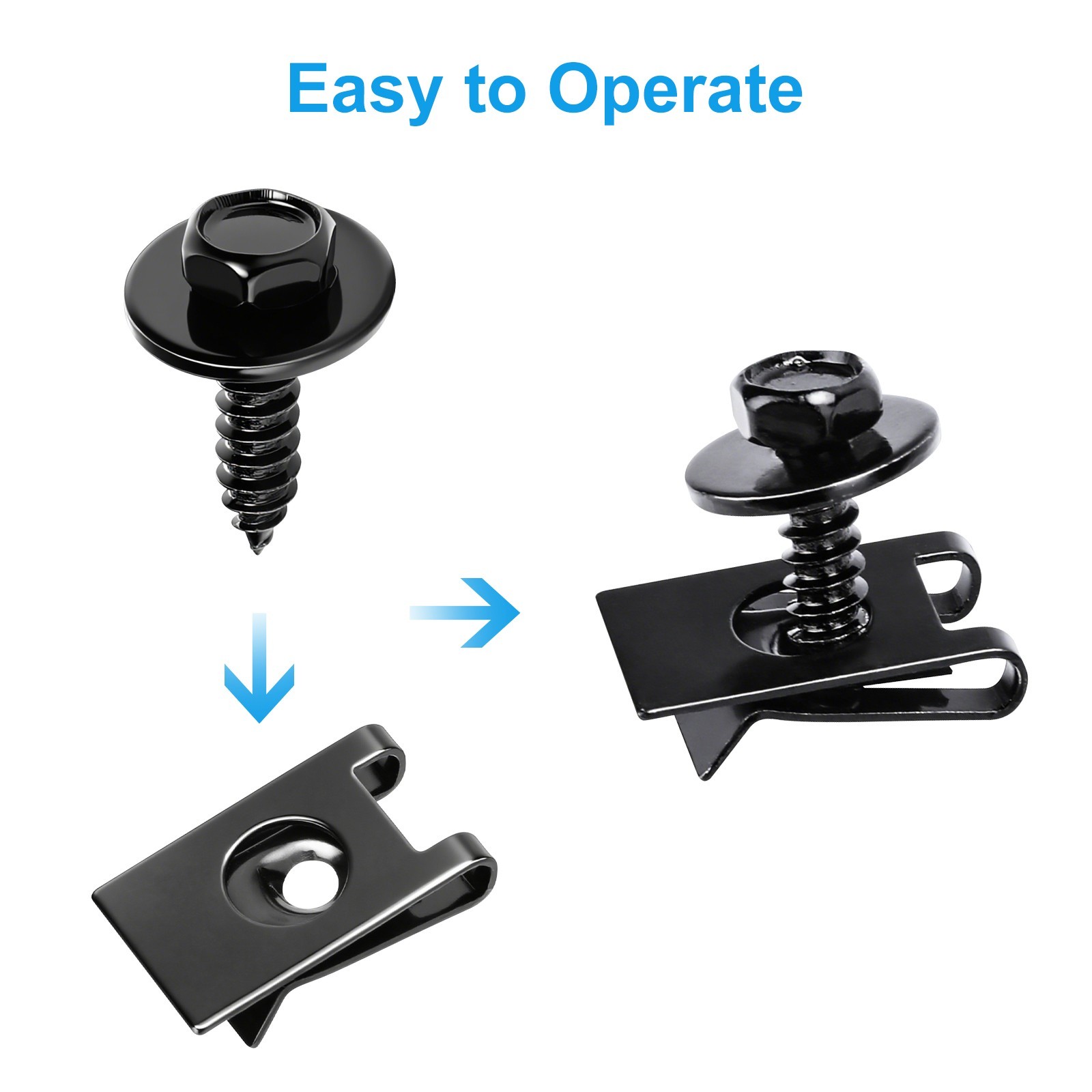 100PCS M4.2 Universal Fender Liner Screw U Nut Kit Engine Splash Shield Hex Head