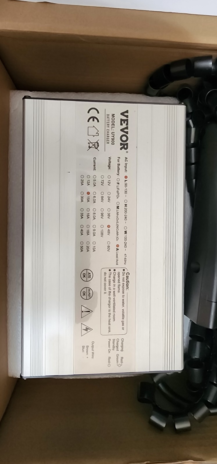 Vevor 48V 15AMP BATTERY CHARGER. G29 drive/LED. RXV Plug. Lead Acid and Lithium