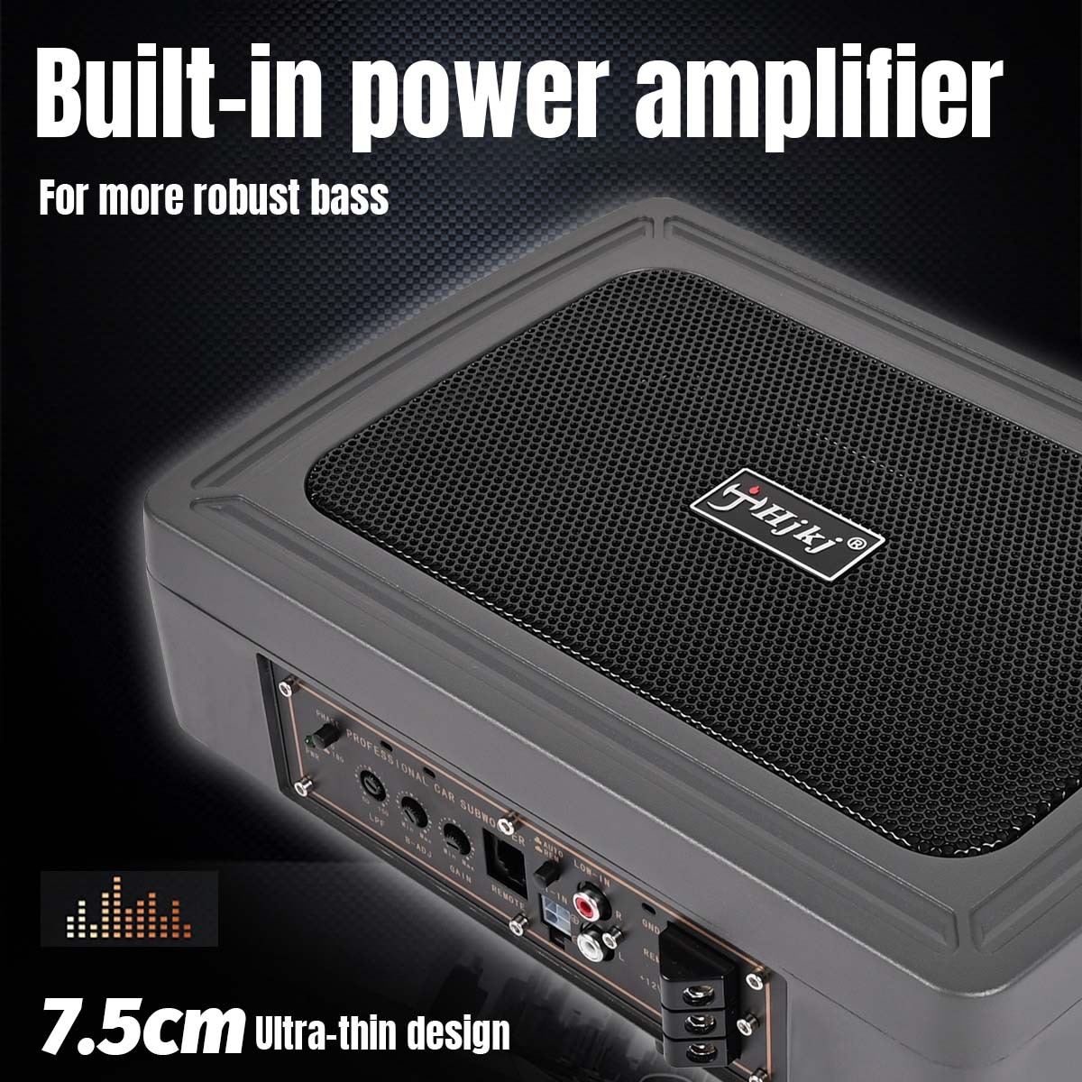 1200W Car Subwoofer Active Underseat Bass Box Audio Speaker Amplifier + Cables