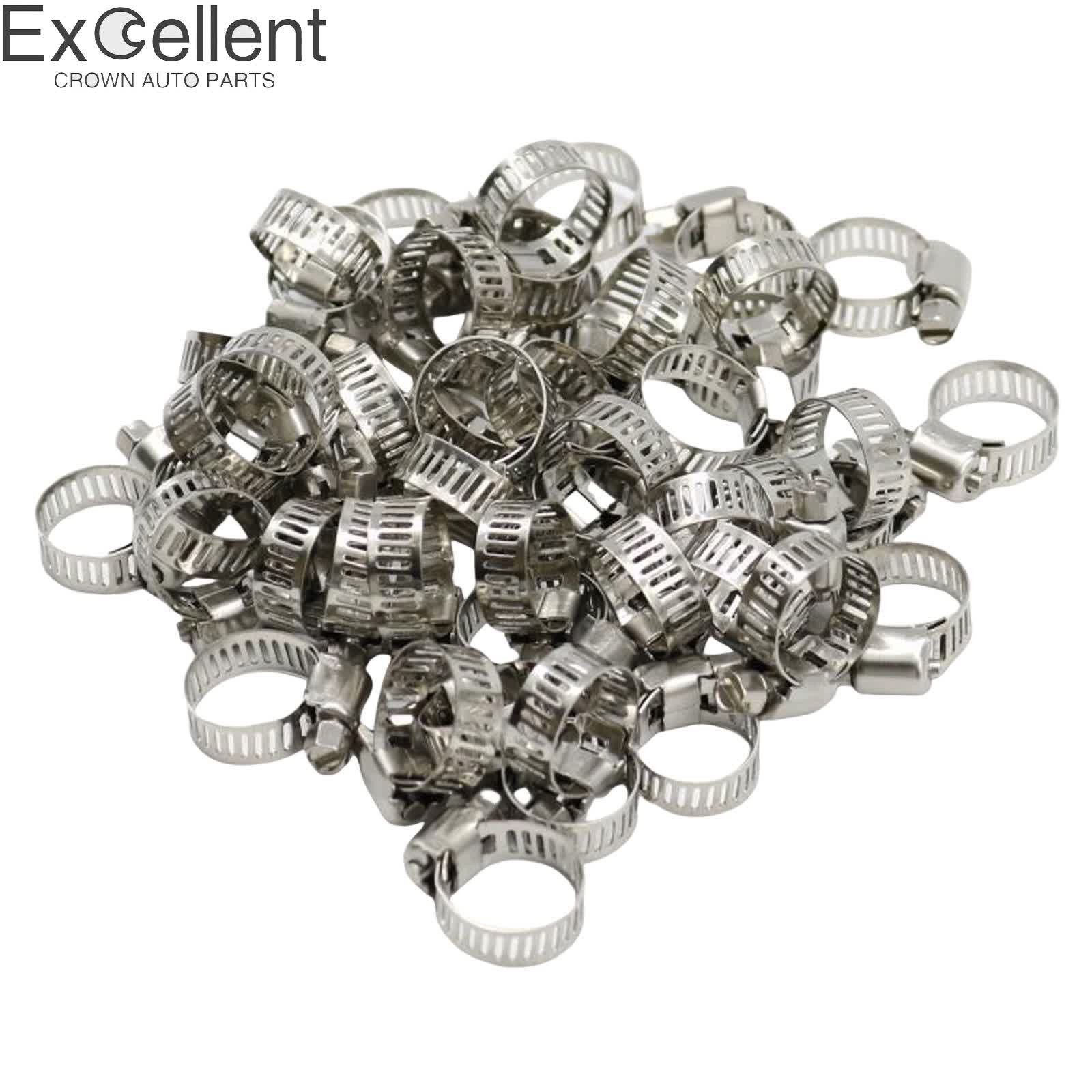 3/8″-5/8″ Stainless Steel Adjustable Drive Hose Fuel Clamp Line Worm Clip X50PCS