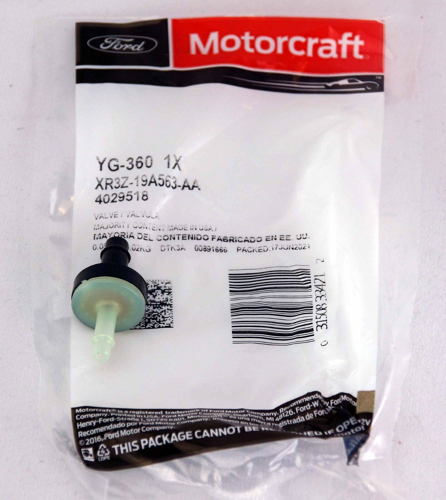 Genuine Motorcraft YG360 Vacuum Checking Switch Ford XR3Z19A563AA