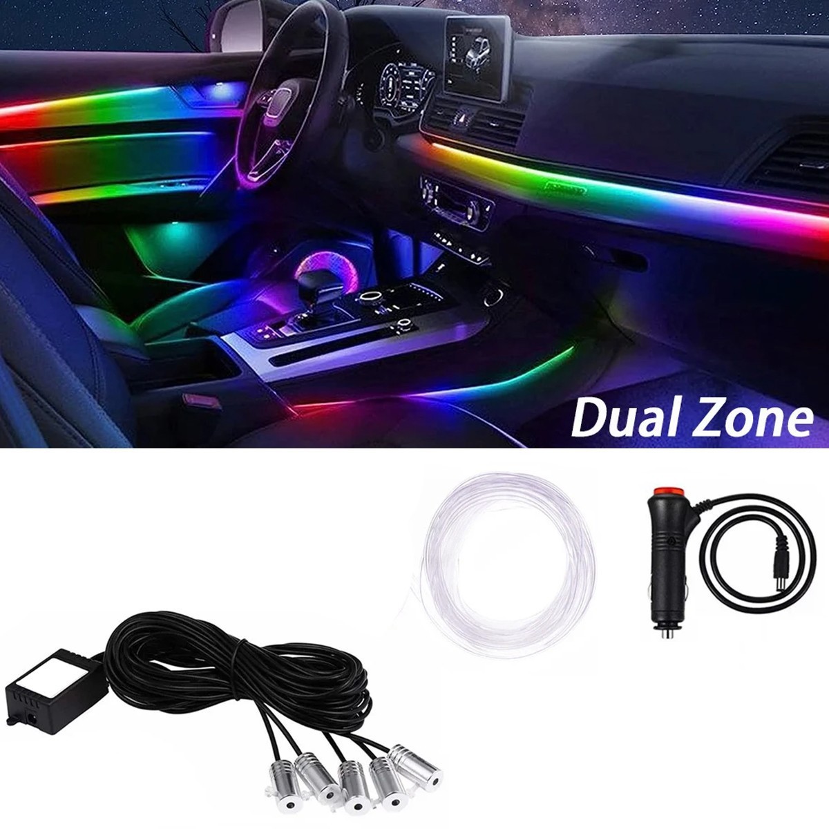 6M RGB 5 in 1 Interior Car LED Strip Lights Neon Accent Atmosphere Decor Light