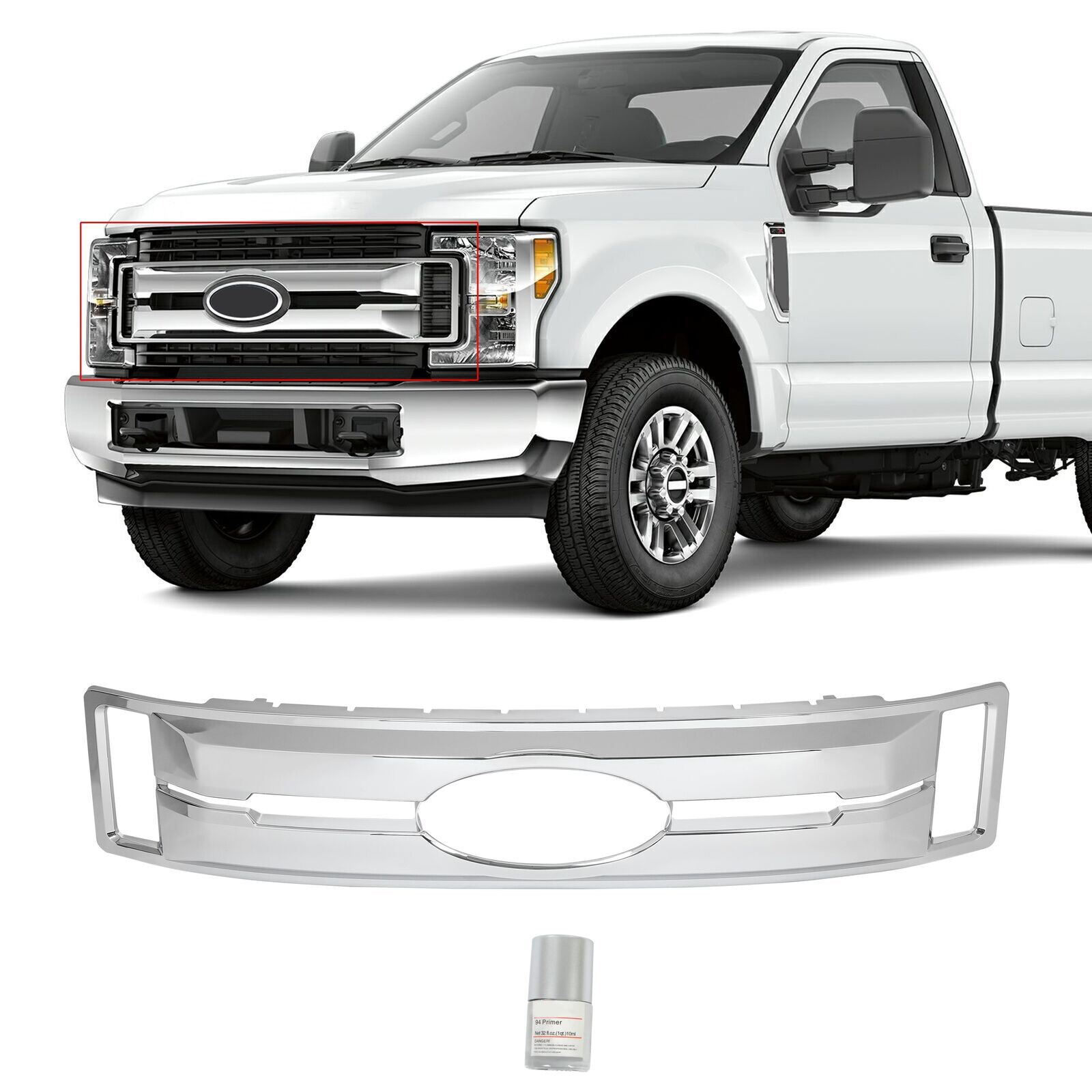 CHROME Snap On Grille Overlay Grill Covers For Ford F250 F350 F450 2017-2019