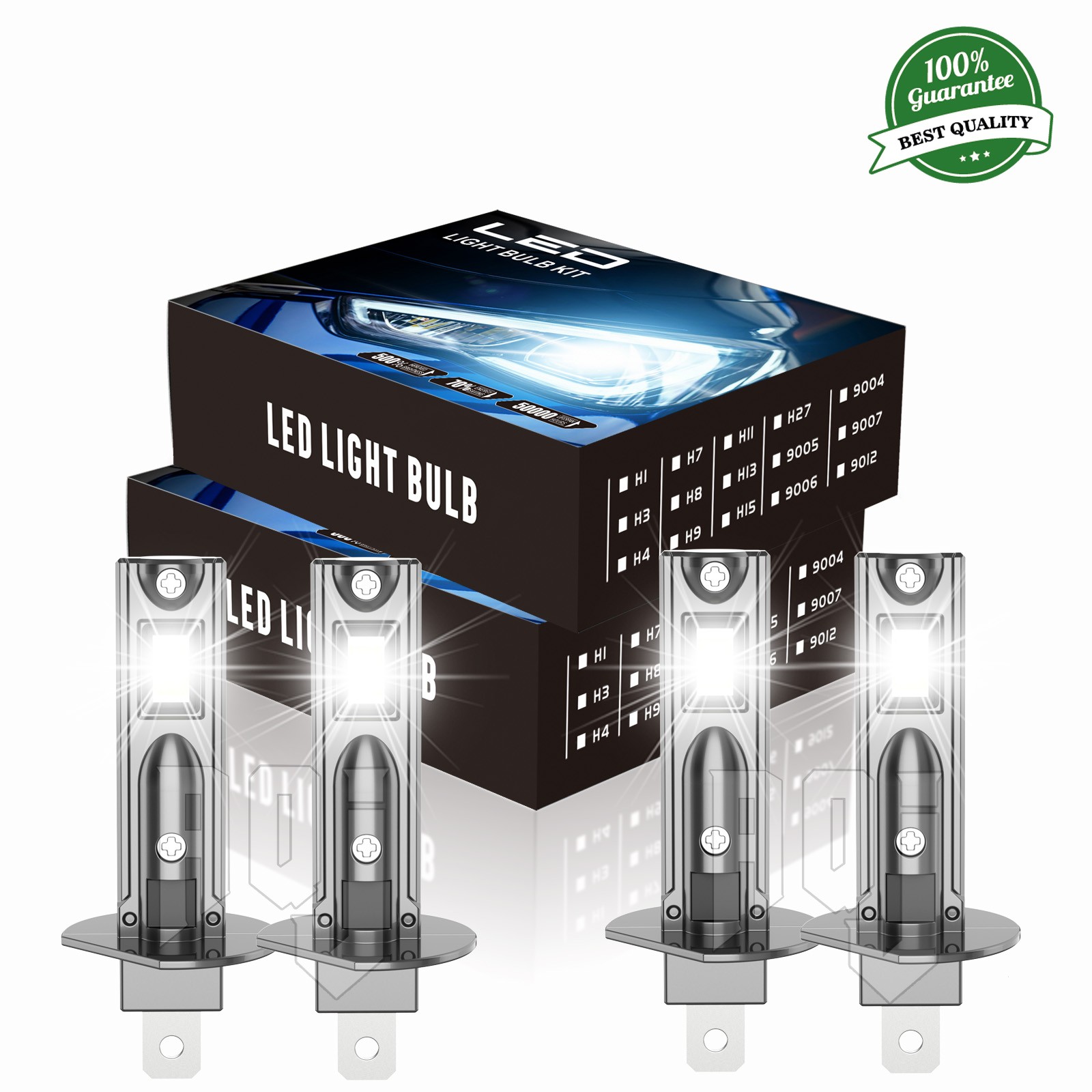 H1 H1 LED Headlight Super Bright Bulbs Kit 8000K White 330000LM High/Low Beam