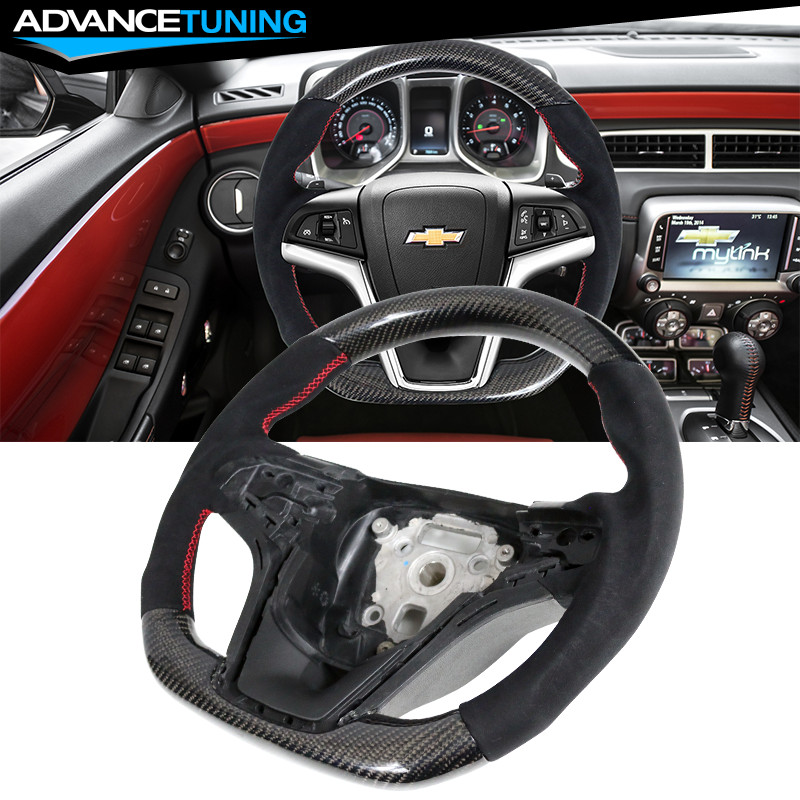 Fits 12-15 Chevy Camaro Carbon Fiber & Alcantara Steering Wheel W/ Horn Button