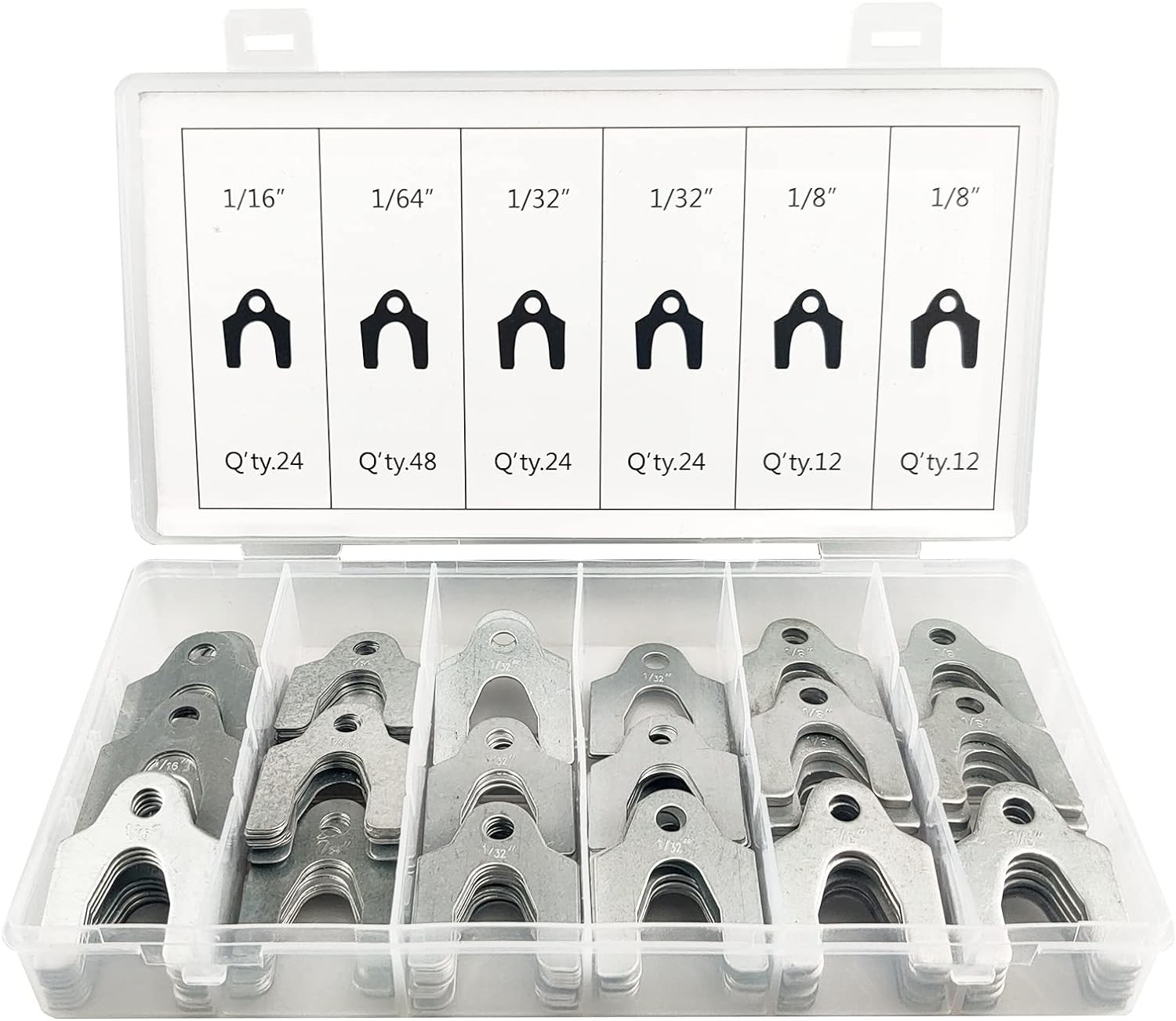 144 Pieces Auto Alignment Body Shim 1/16″ 1/64″ 1/32″ 1/8″ INCH, Silver