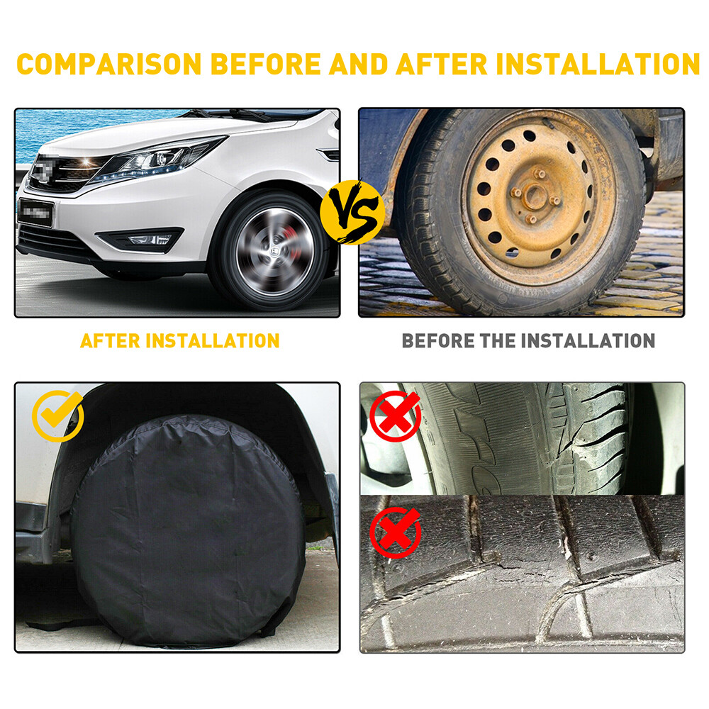 Waterproof Tire Covers Set 4 Wheel&Tyre RV Trailer Camper Sun Protector 27″-29″