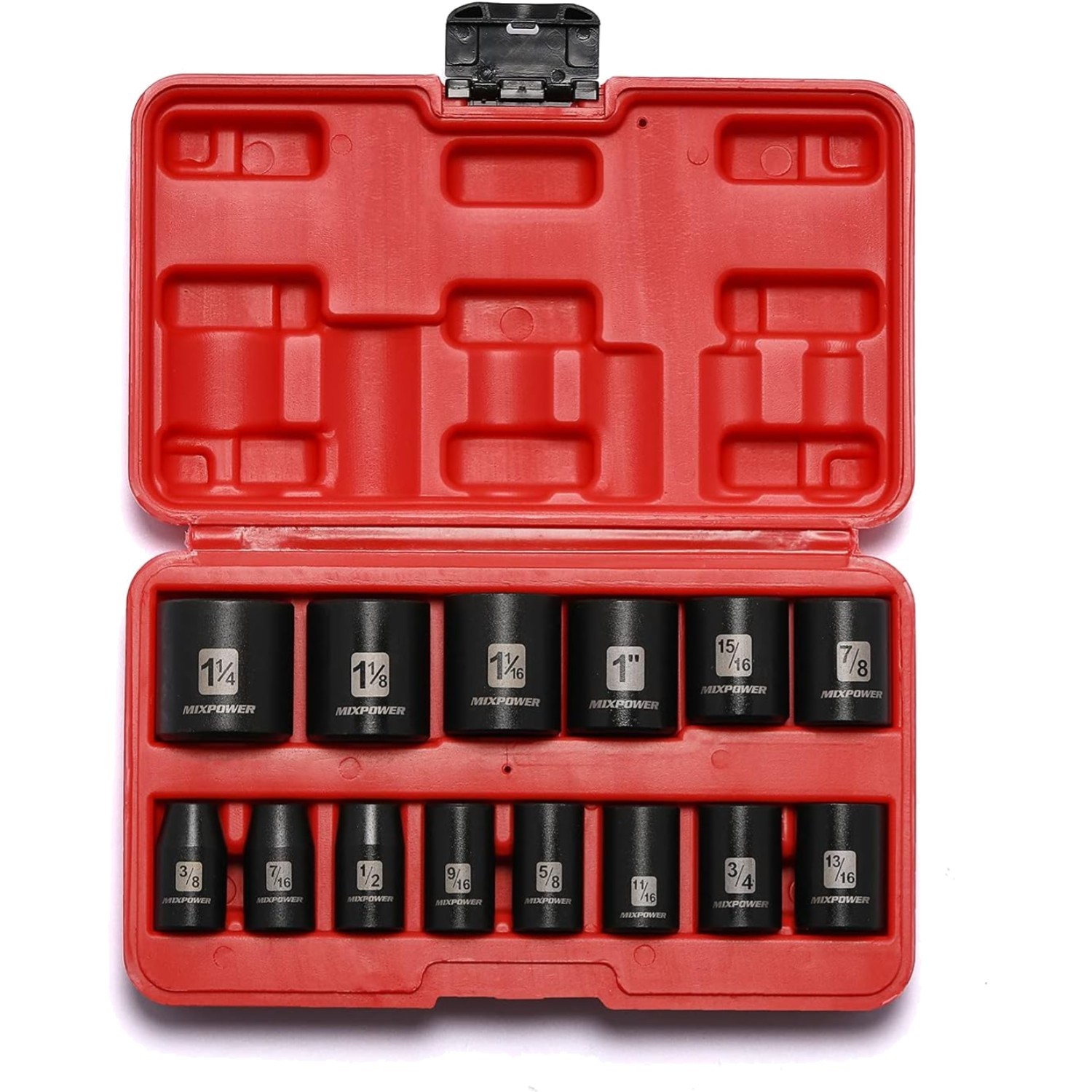 14 Pieces 1/2-Inch Drive Shallow Impact Socket Set, 3/8-Inch to 1-1/4 Inch, C…