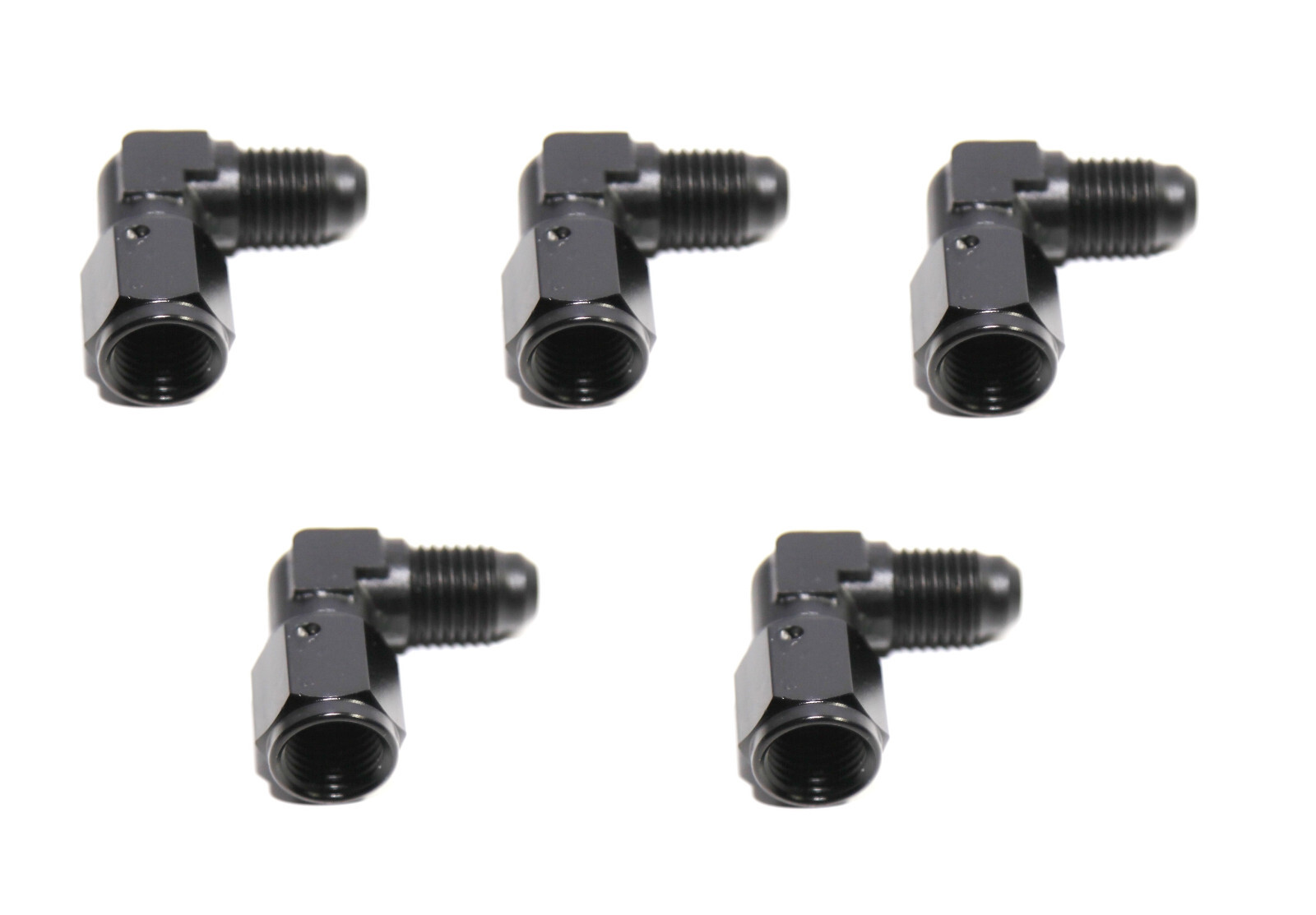 5pcs BLACK AN4 Female to 4AN AN-4 Male 90 Degree Flare Swivel Fitting Adapter