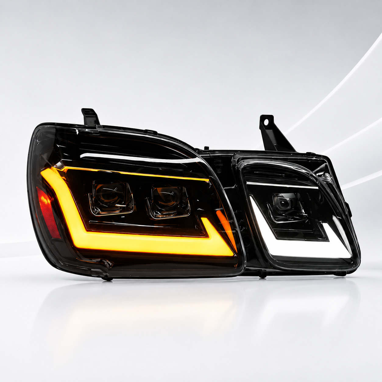 2x Clear LED Projector Headlights For 1998-2007 Lexus LX470 Sequential DRL IP67