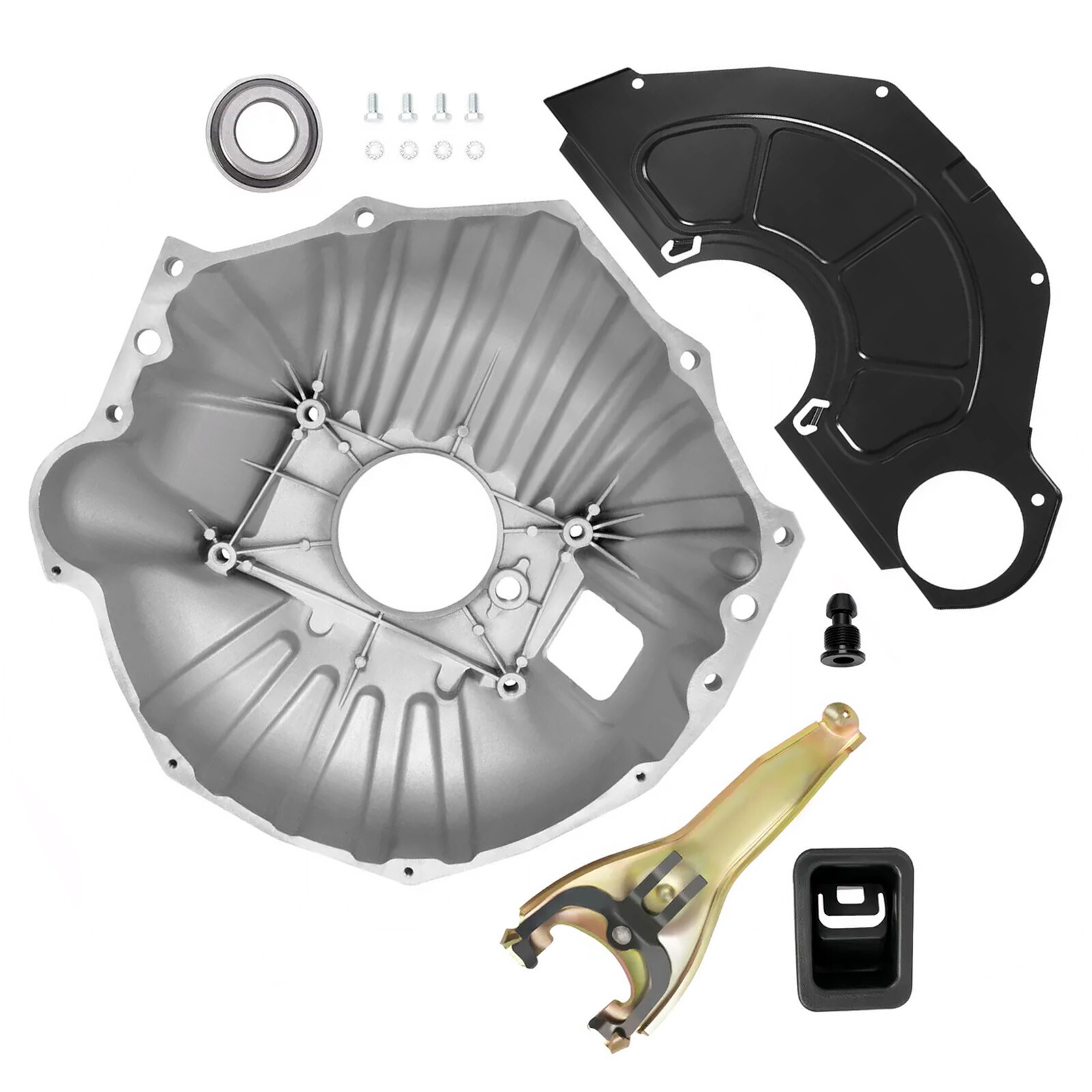 FOR CHEVY BELL HOUSING KIT & 11″ CLUTCH FORK & THROWOUT BEARING & COVER #3899621