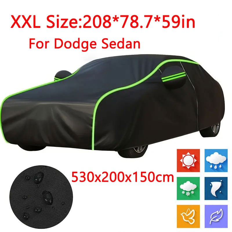 Full Car Cover Snow Rain Waterproof Dust Wind UV Protection For Dodge Sedan New