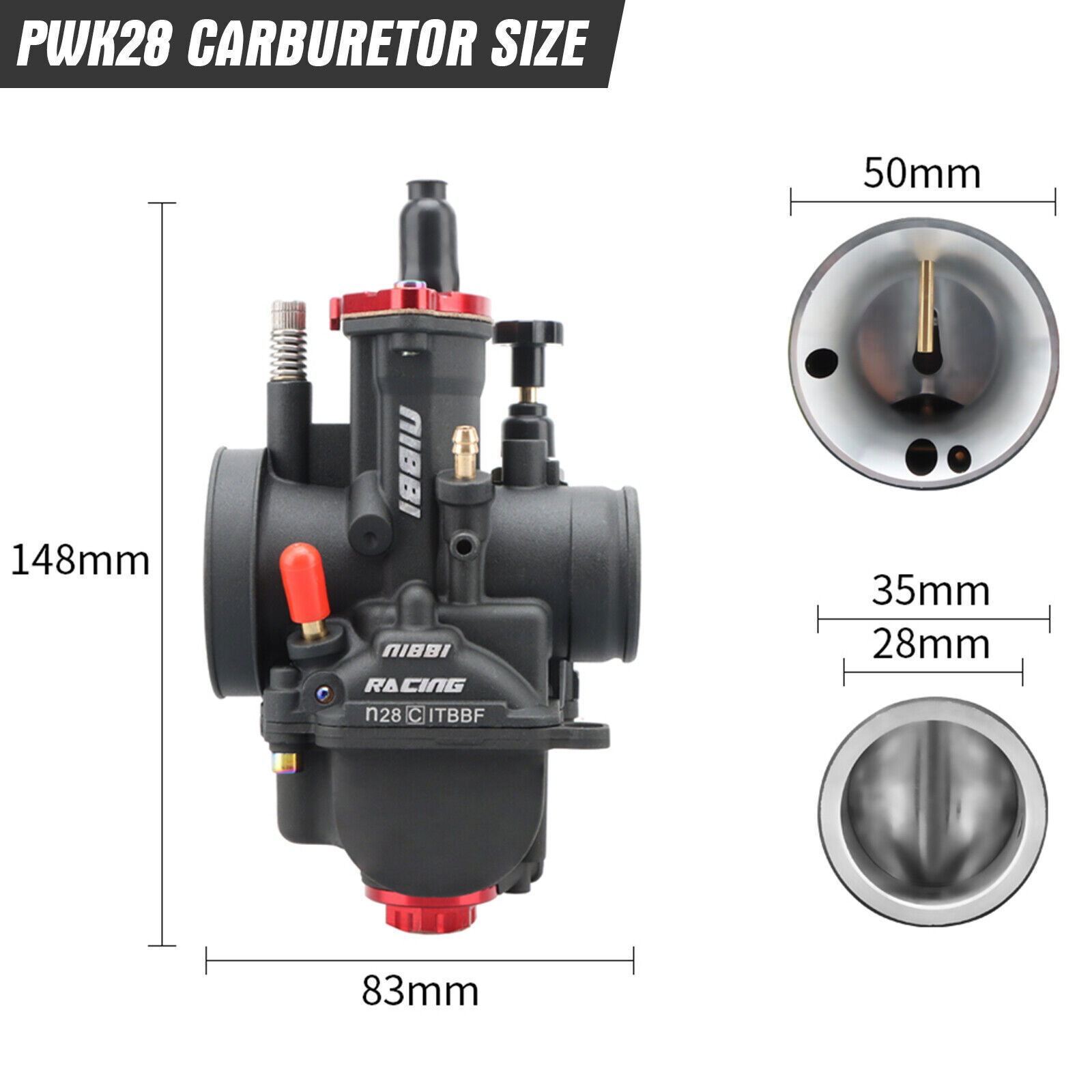 NIBBI PWK28 Pre-Jetted Carburetor Carbs For Honda CB350 CB360 CL350 CL360 SL350