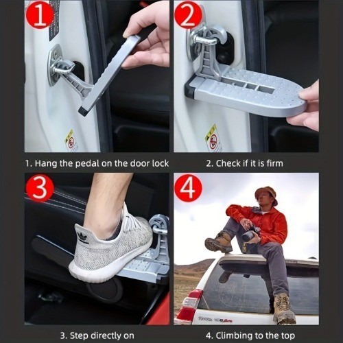 Folding Car Door Latch Hook Step Mini Foot Pedal Ladder for Jeep Truck SUV Roof
