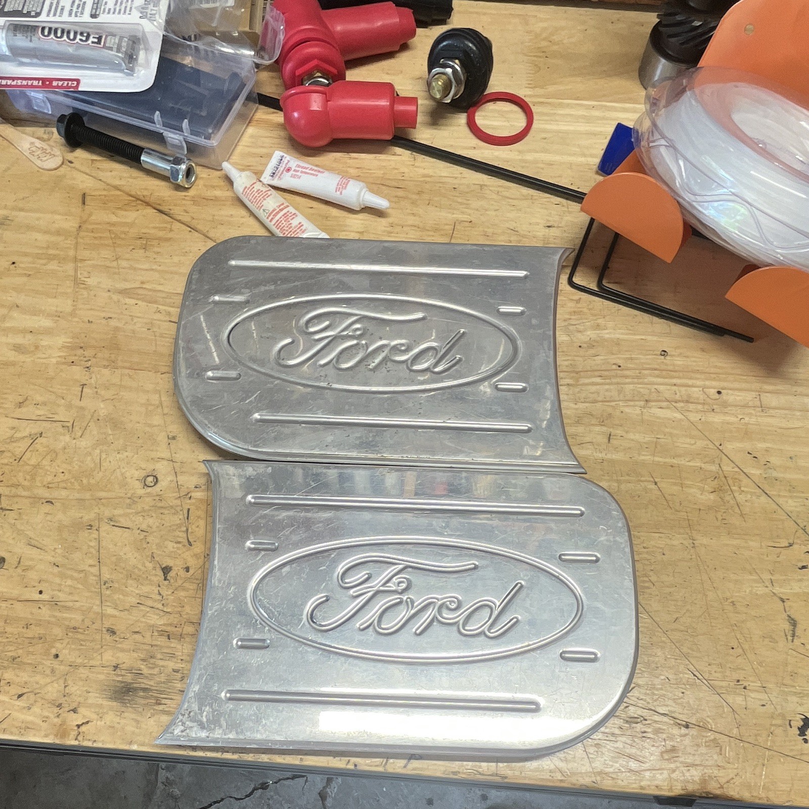 vintage aftermarket polished/cast aluminum running board step plates