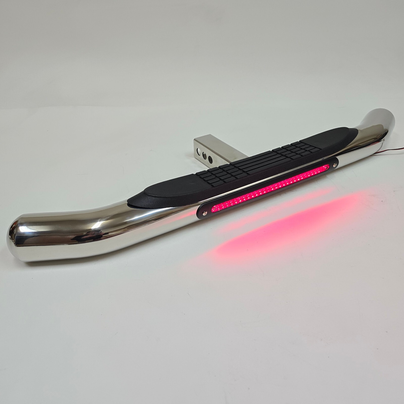 36″ L 2″ Receiver Tow Hitch Bar 3″ Round Curved Chrome LED Brake Light Universal