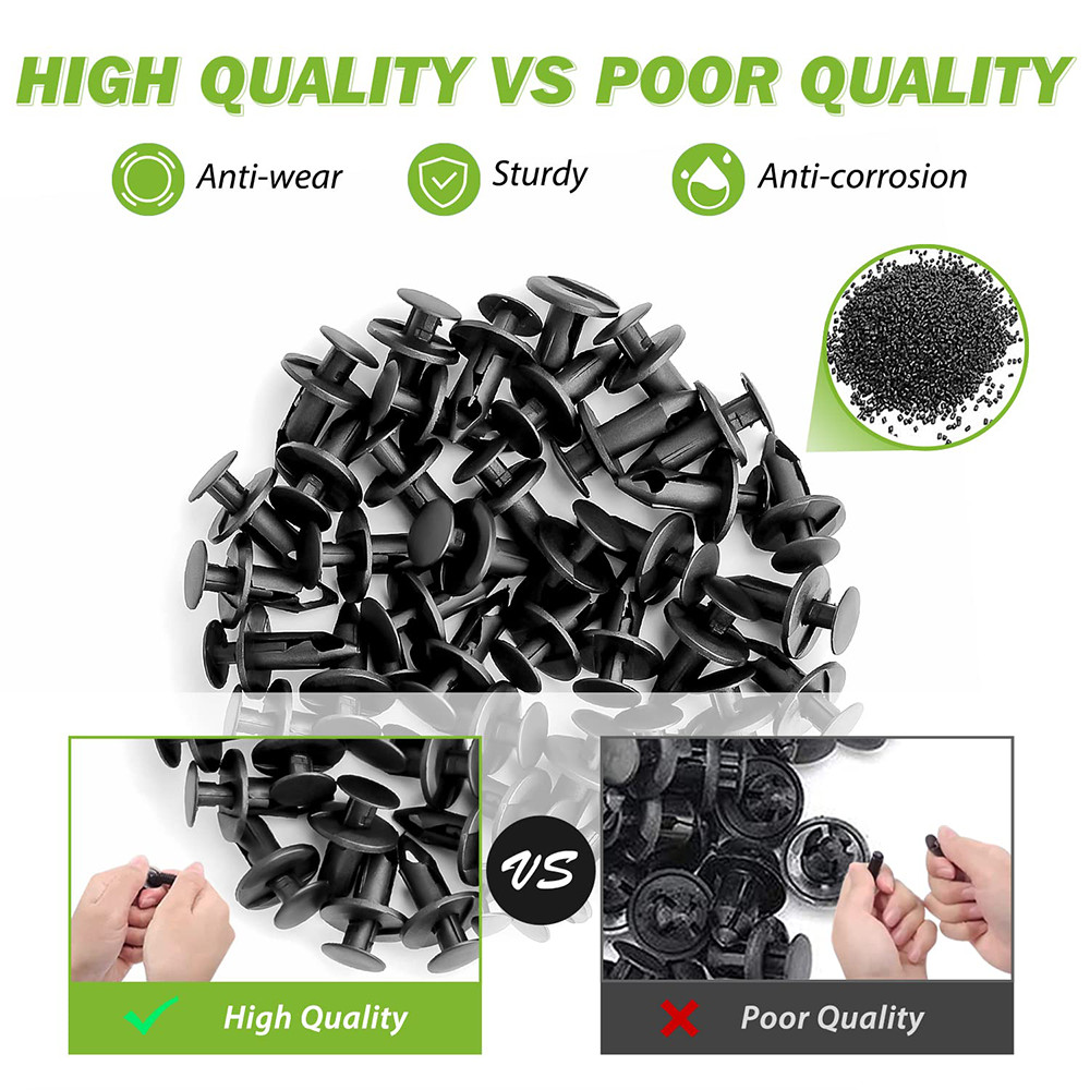 120PCS 8mm Bumper Clips Retainer Auto Car Plastic Rivets Fastener Fender Push