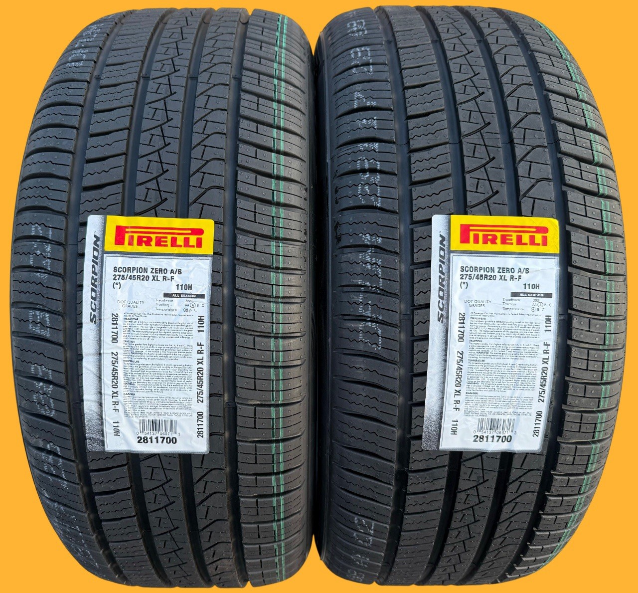 Set of TWO BRAND NEW 275/45R20 110H Pirelli Scorpion Zero A/S Run Flat BMW Tires