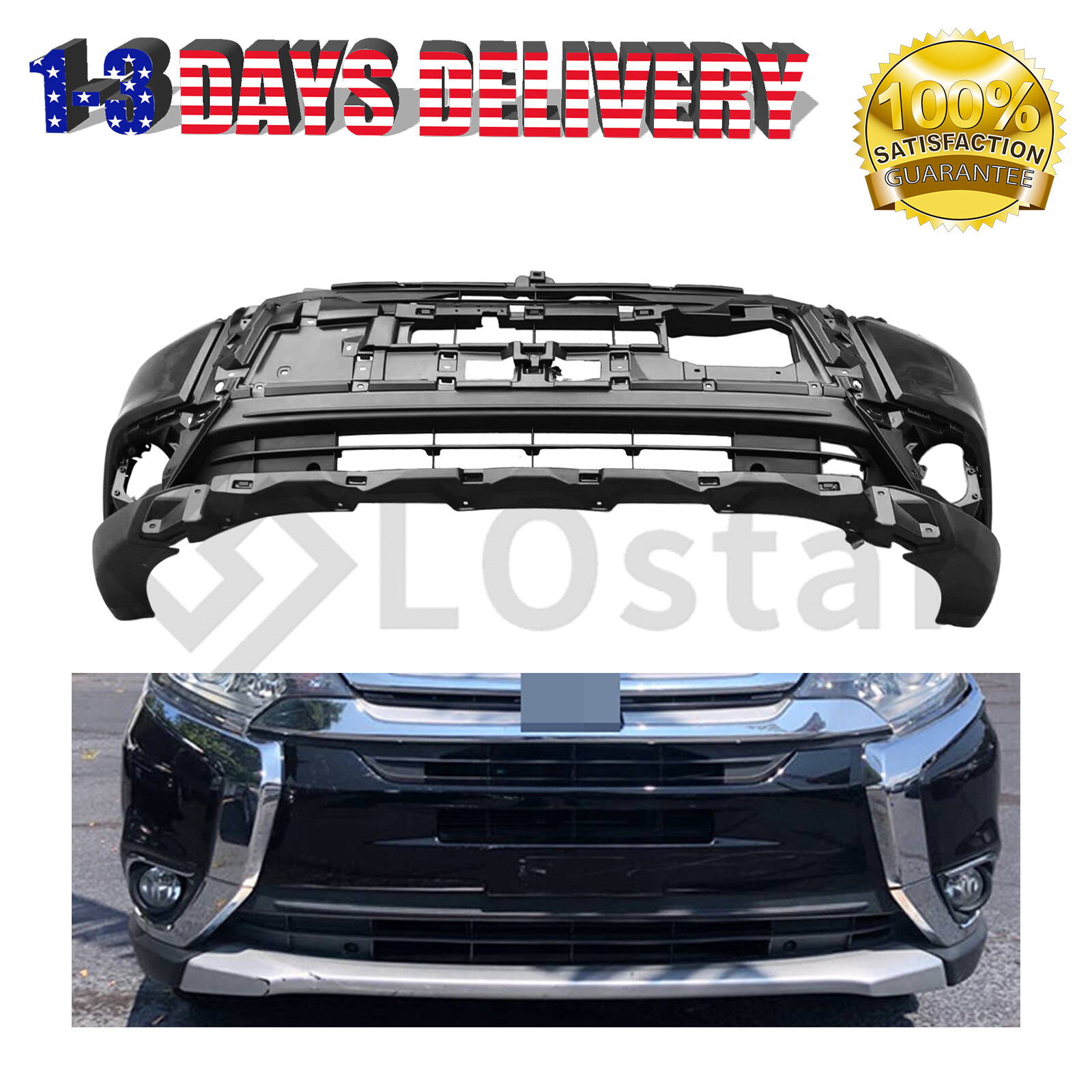 Front Bumper Cover 6400L177 For 2016 2017 2018 Mitsubishi Outlander MI1000341