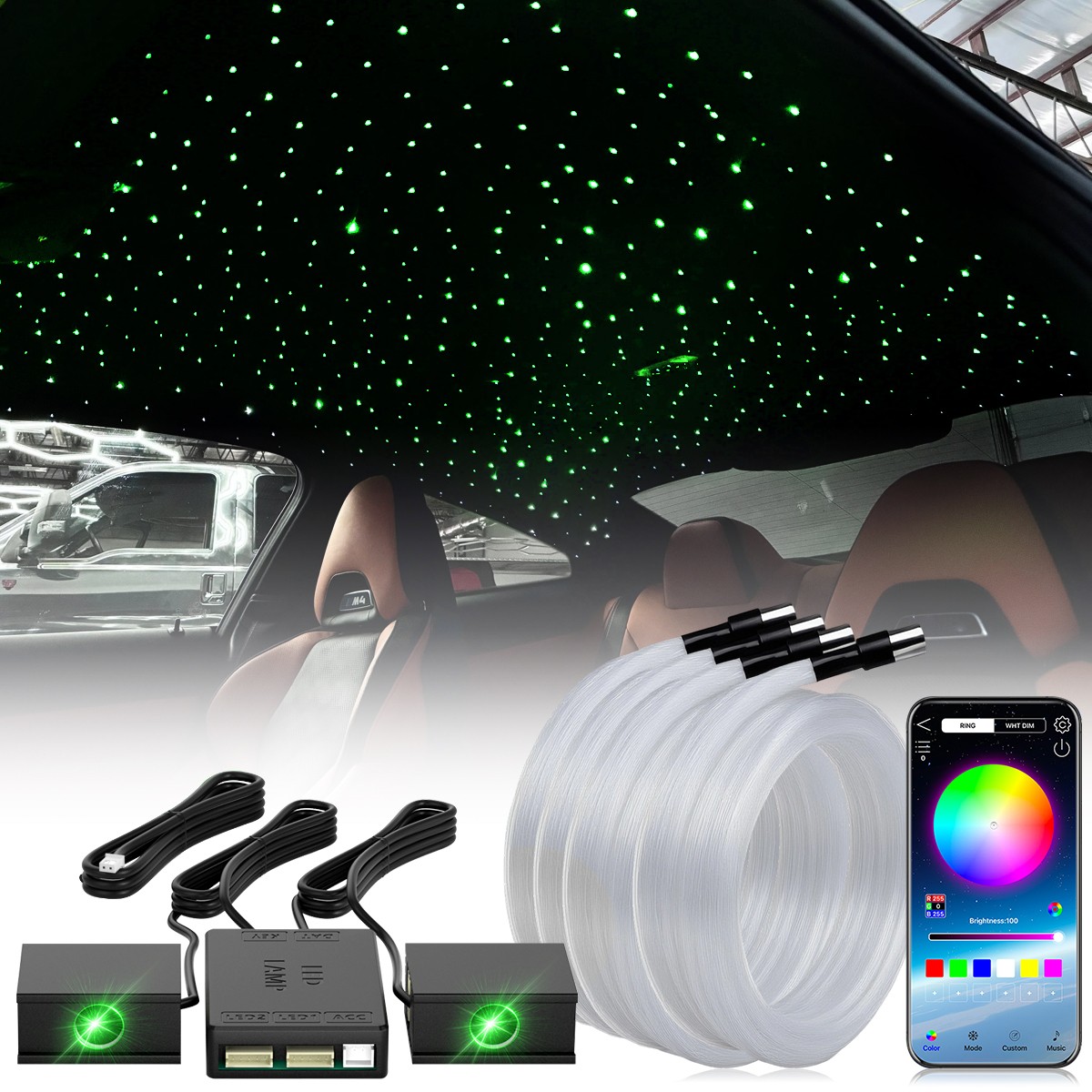 600Pc 0.5mm 1m Split Starlight Headliner Kit Fiber Optic Star lights for Car