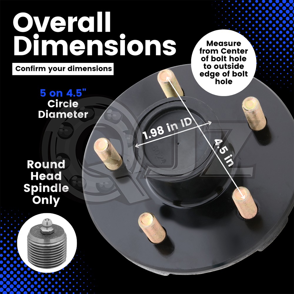 [2-Set] 3,500lb Trailer Axle Idler Kit 5 on 4.5″ Pre-Greased with Hardware