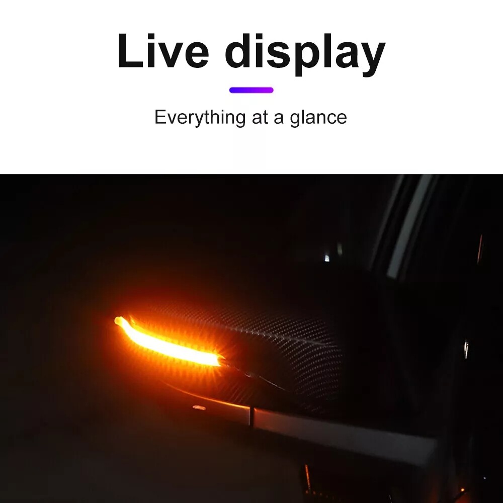 2Pack 14cm LED Car Side Mirror Lamp Strip Turn Signal Indicator w/ Dynamic Light