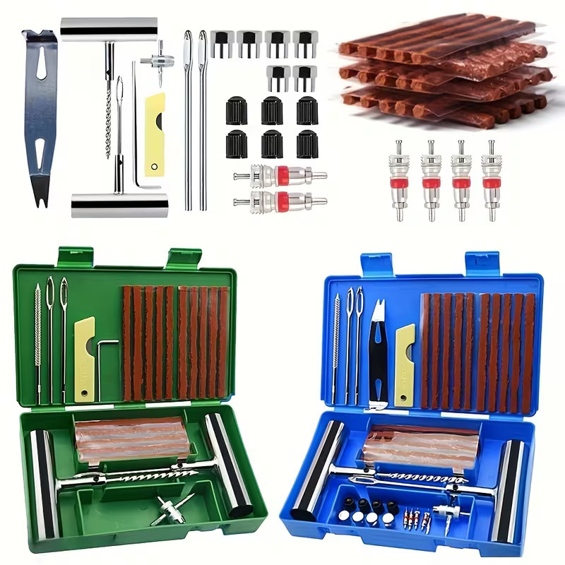 58PCS Car Tire Repair Tool Heavy Duty Flat Tire Repair Kits Plug Patch Truck Kit